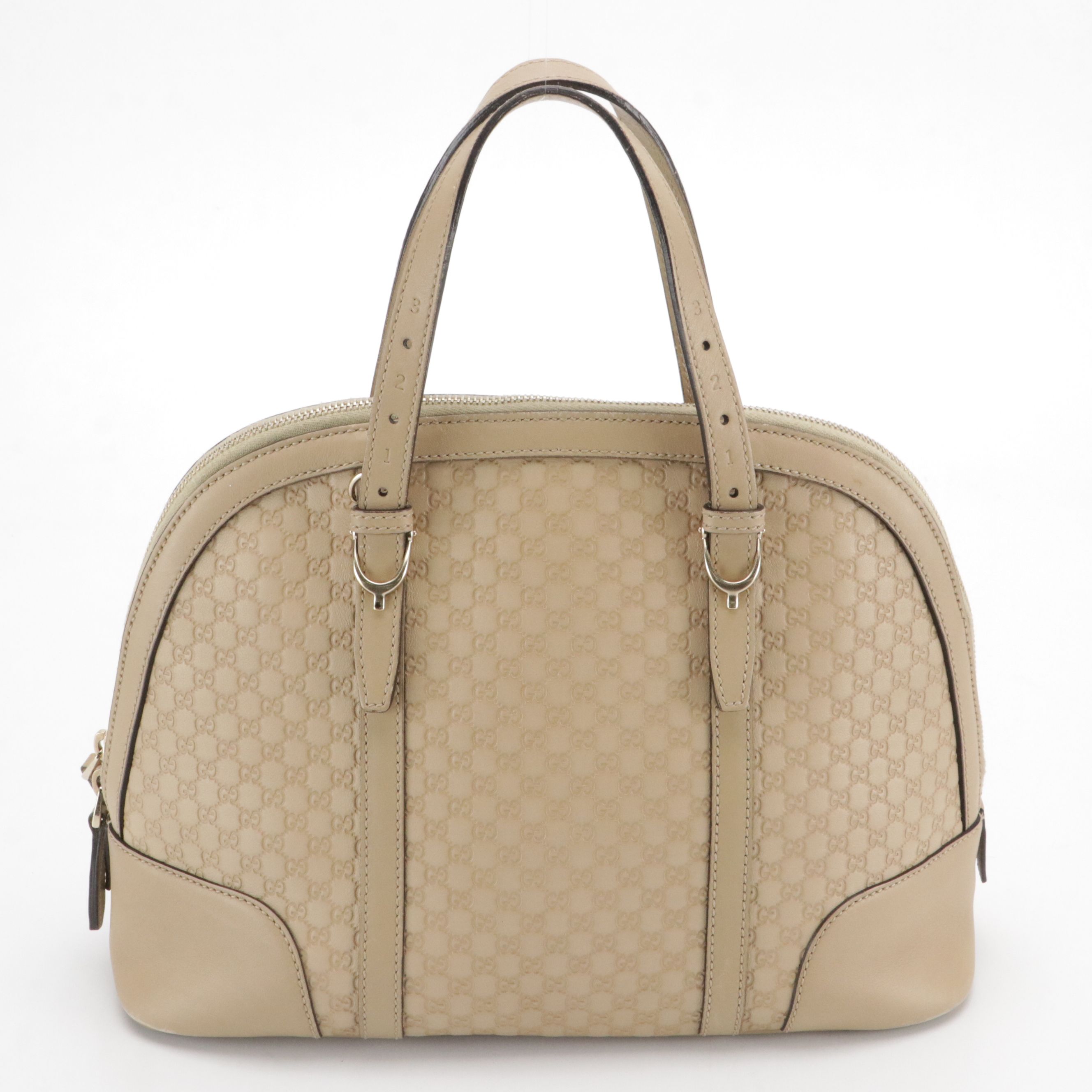 Gucci Domed Nice Two-Way Bag in Beige Microguccissima Calfskin Leather