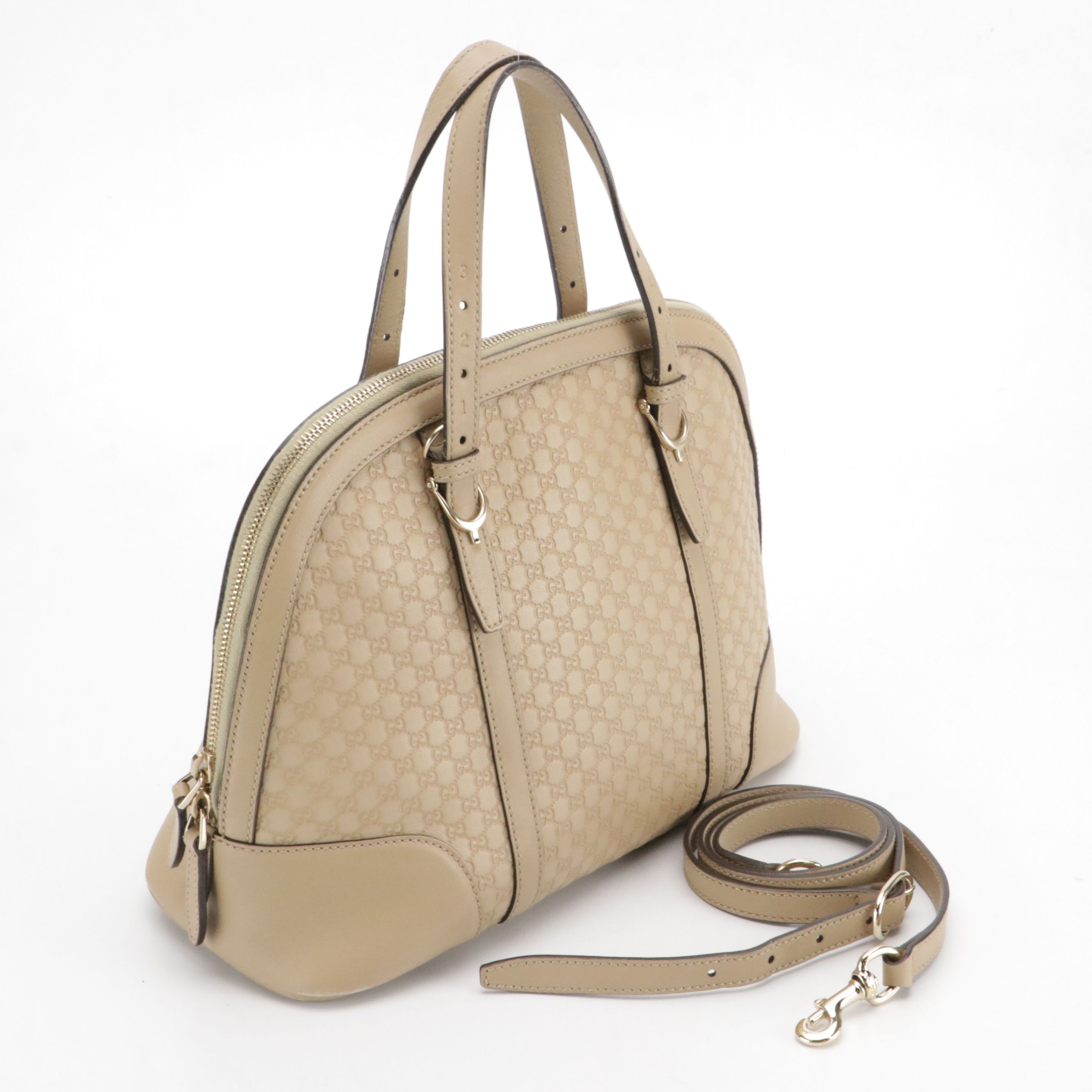 Gucci Domed Nice Two-Way Bag in Beige Microguccissima Calfskin Leather