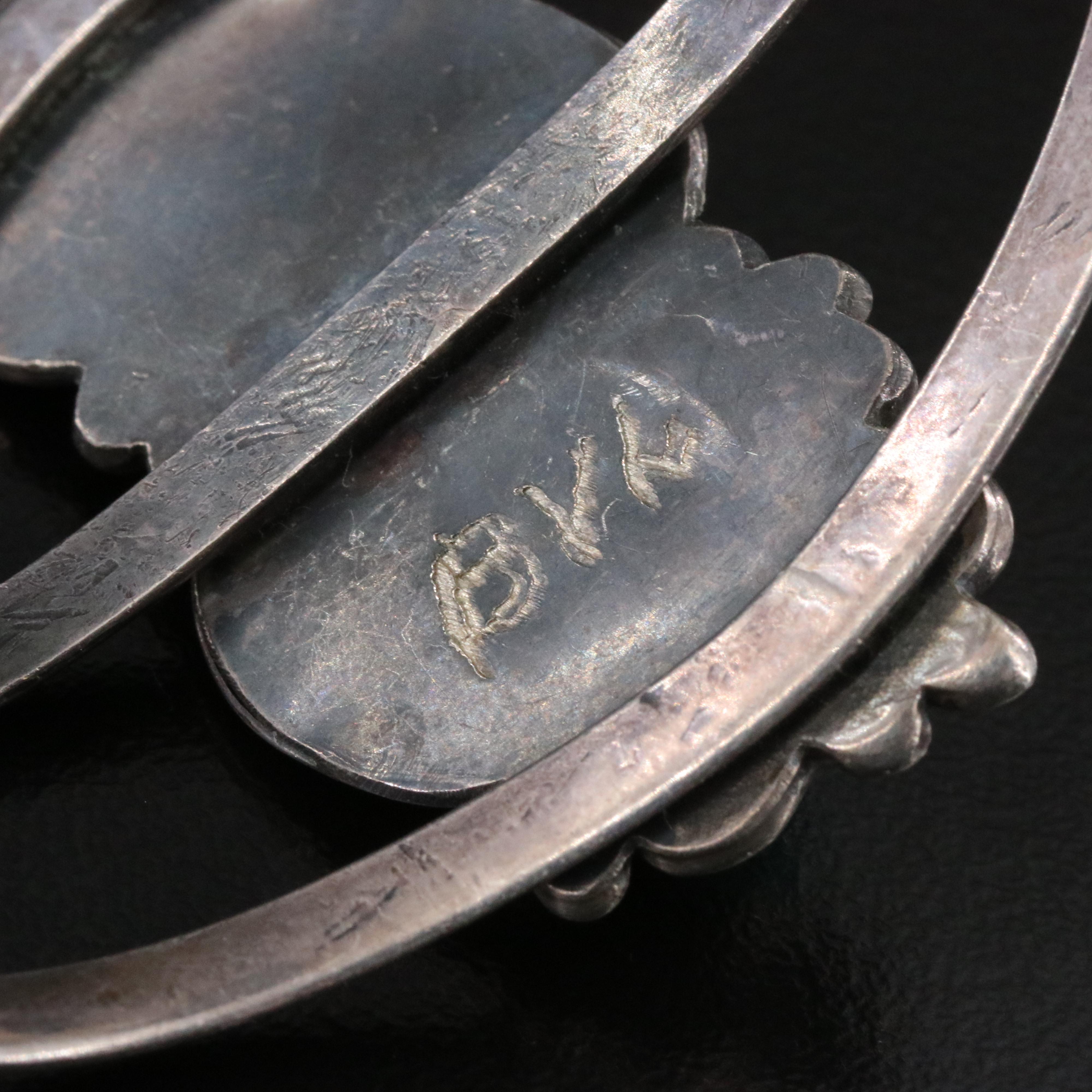 Signed Southwestern Sterling Turquoise and Coral Cuff Bracelet