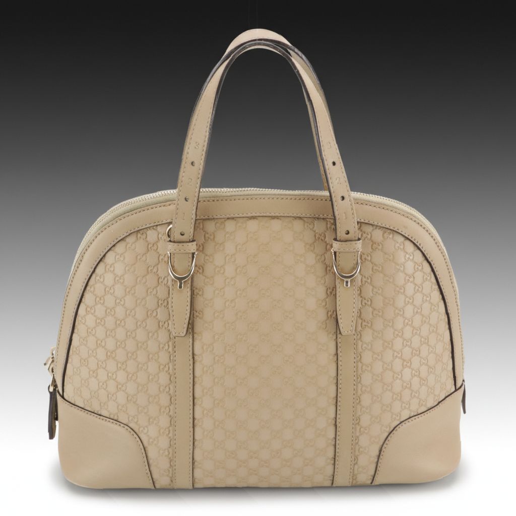Gucci Domed Nice Two-Way Bag in Beige Microguccissima Calfskin Leather