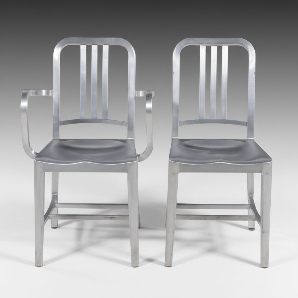 Emeco Brushed Recycled Aluminum "Navy" Chairs
