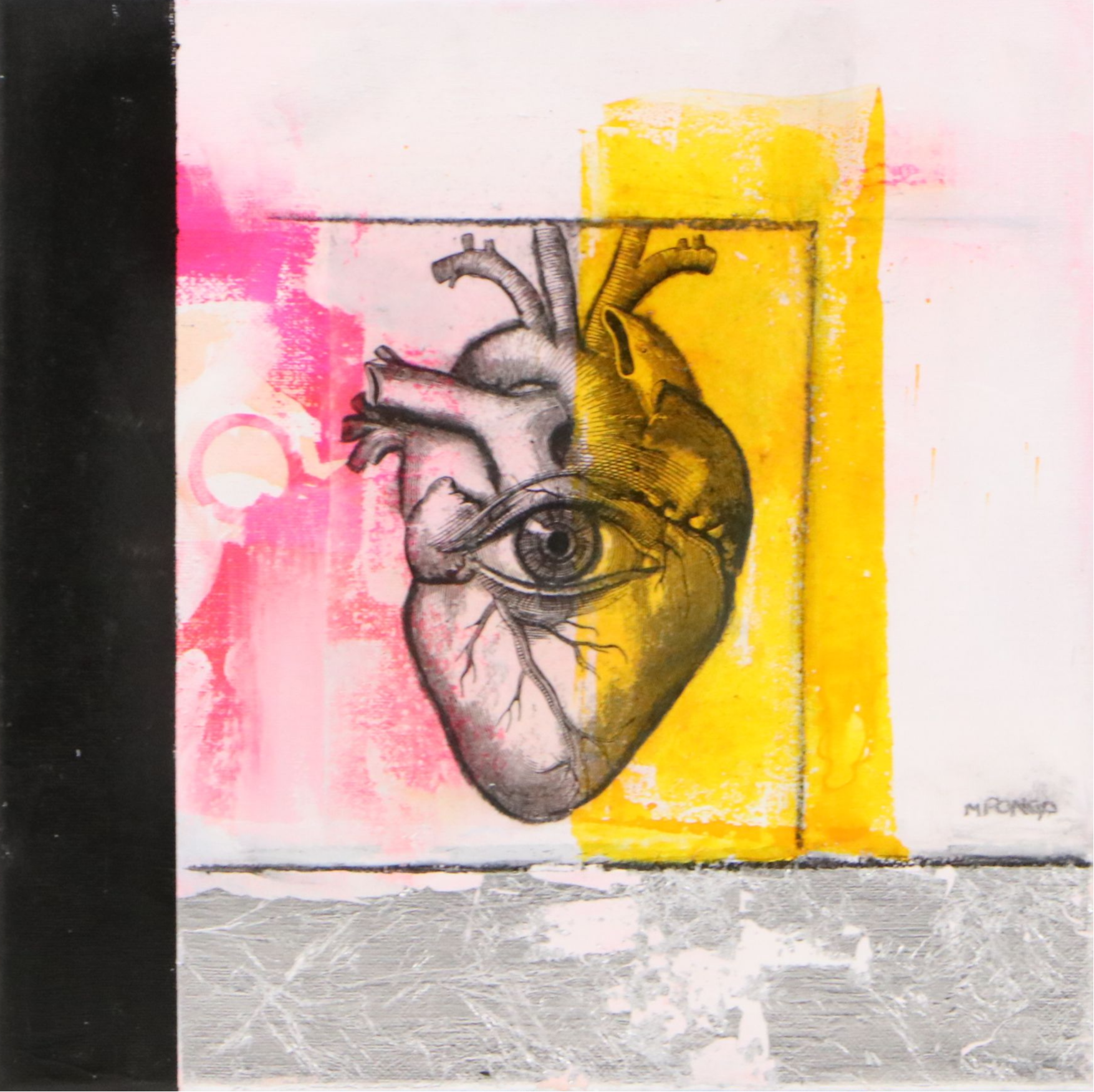 Milagros Pongo Mixed Media Painting "Think! Hart," 2026