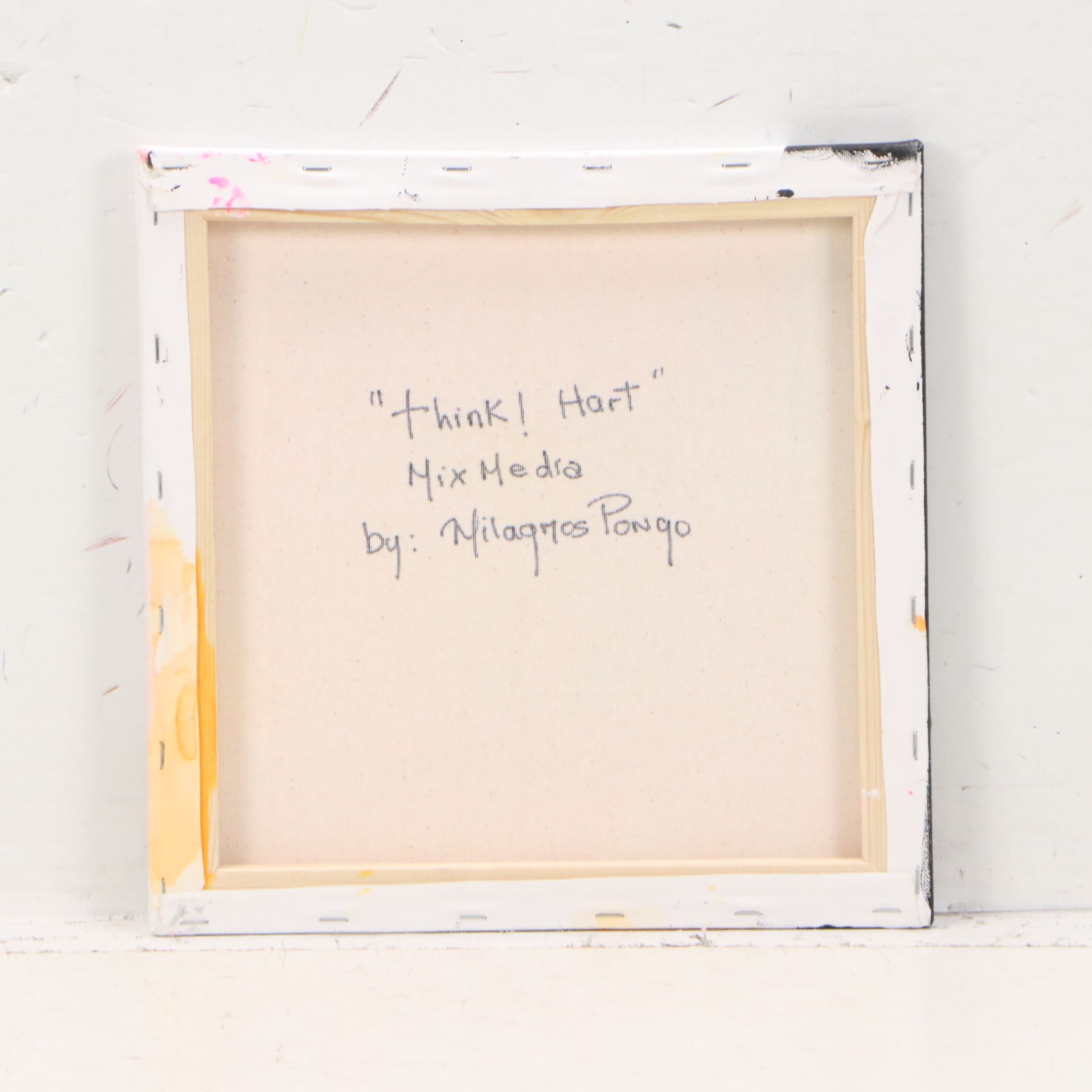 Milagros Pongo Mixed Media Painting "Think! Hart," 2026
