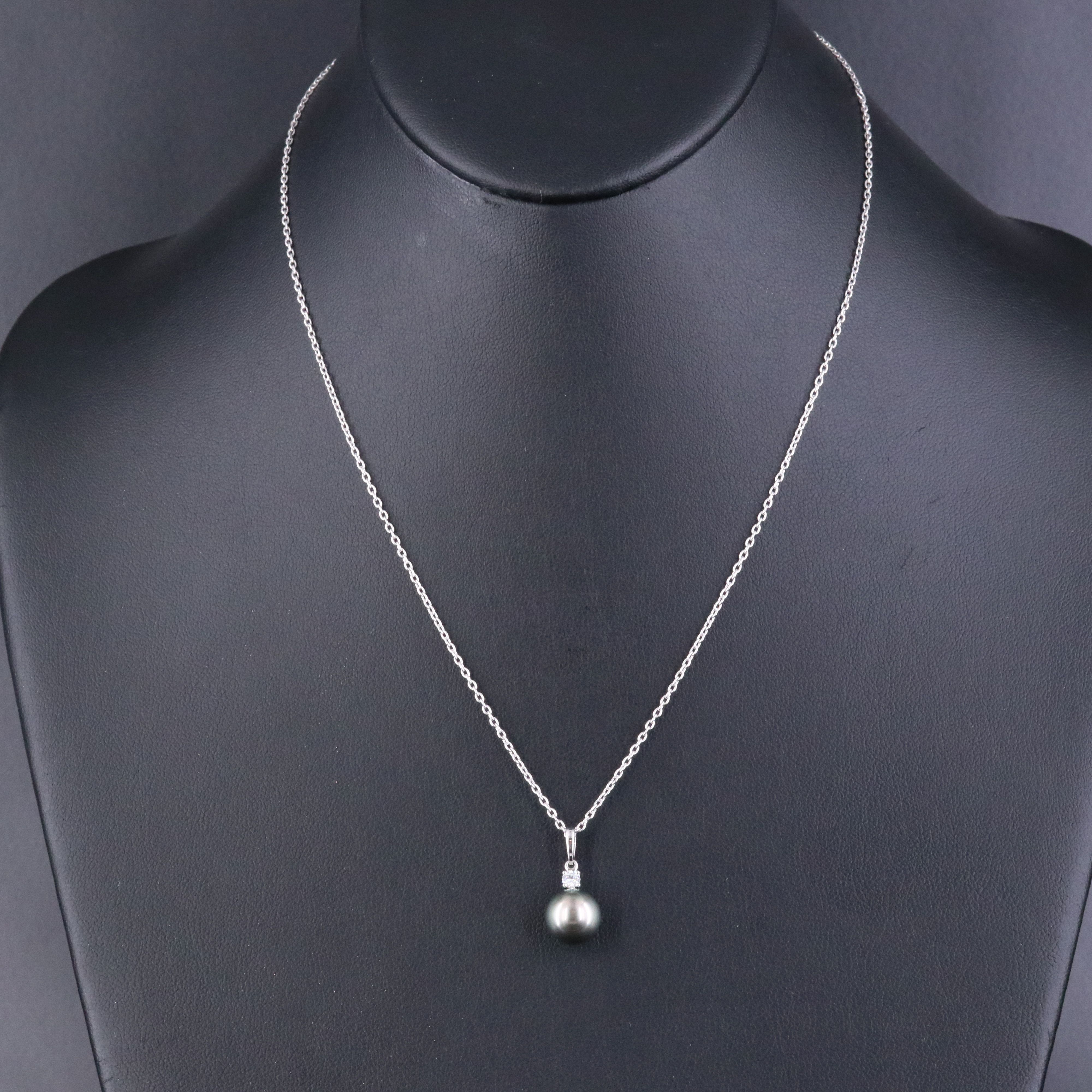 Mikimoto 18K Black South Sea Pearl and Pendant Necklace