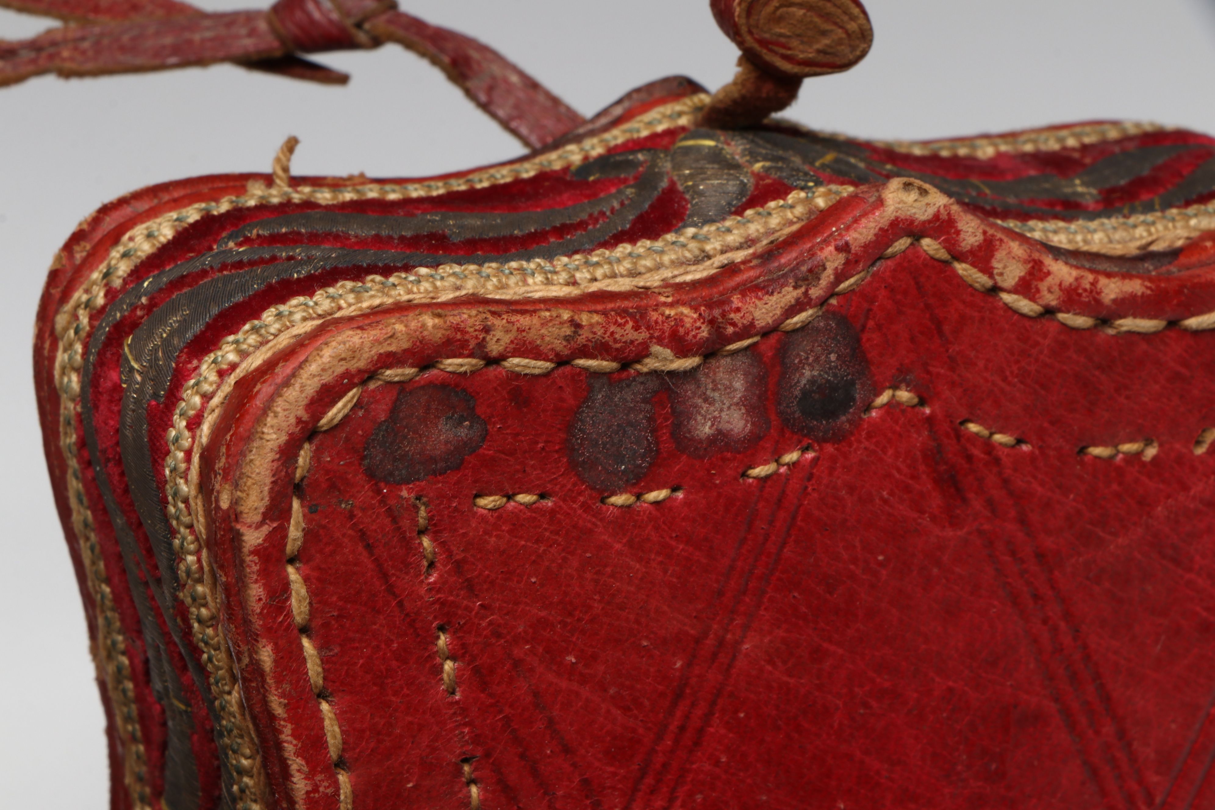 Antique Ottoman Leather & Embroidered Velvet Cartouche Boxes, 19th C.or Earlier