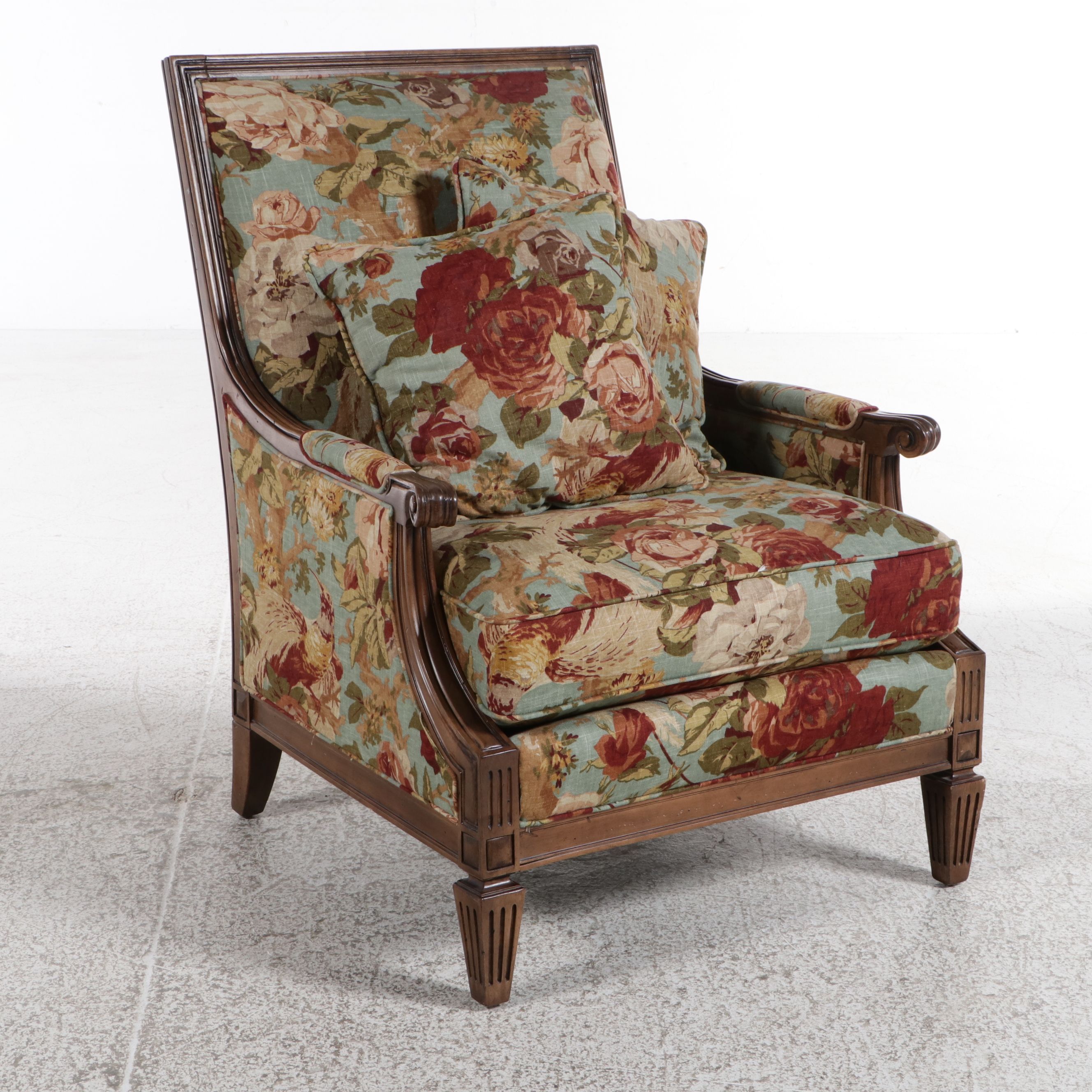 Louis XVI Style Upholstered Fauteuil en Cabriolet, 20th Century