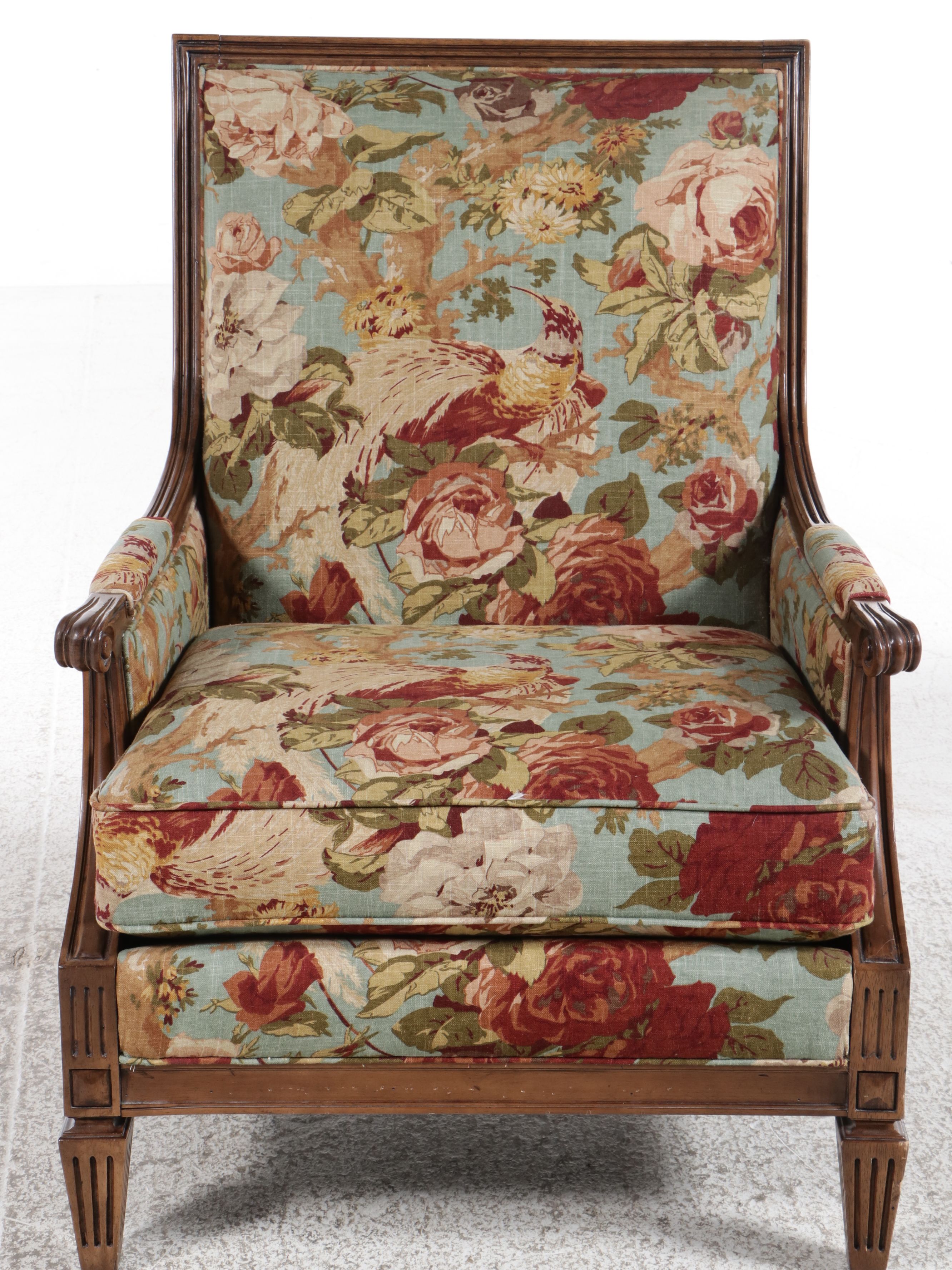 Louis XVI Style Upholstered Fauteuil en Cabriolet, 20th Century