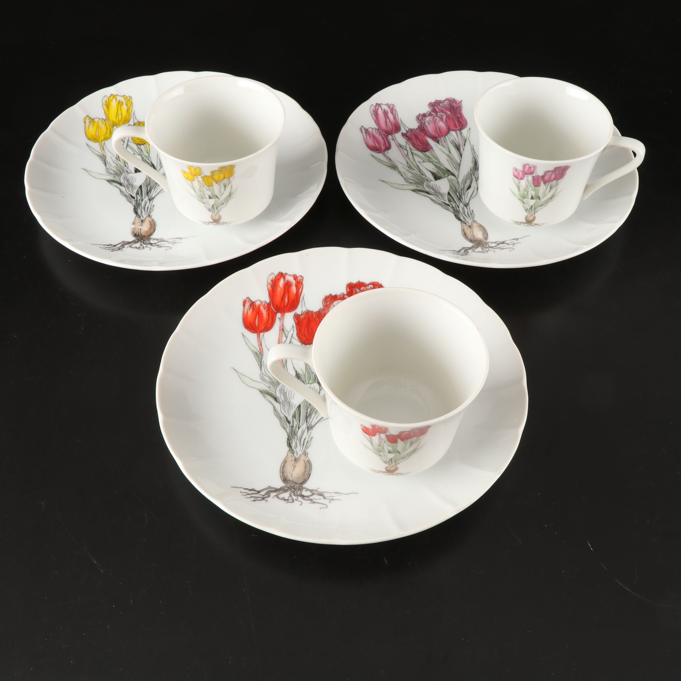 Mann "Tulip" Porcelain Plates and Teacups