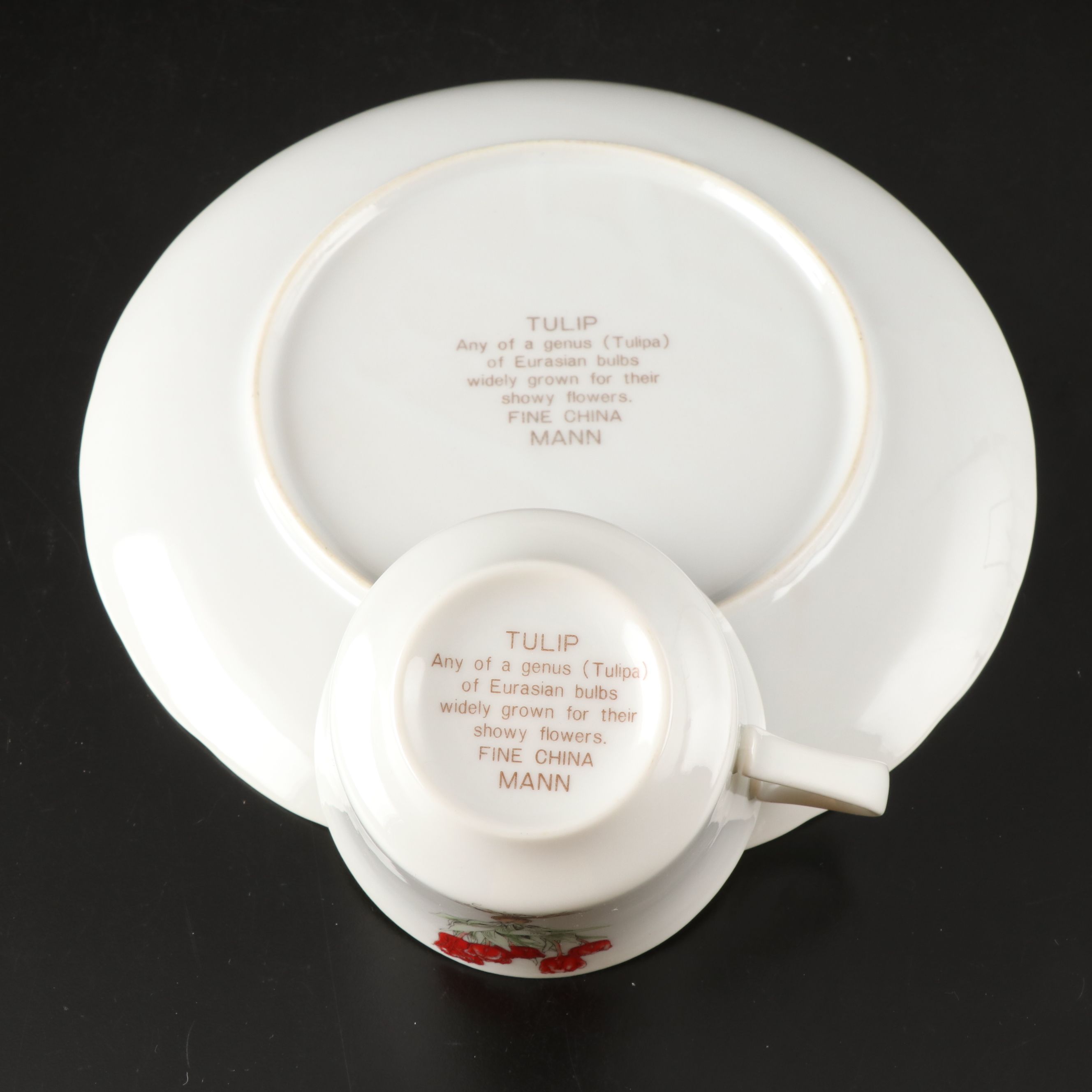 Mann "Tulip" Porcelain Plates and Teacups