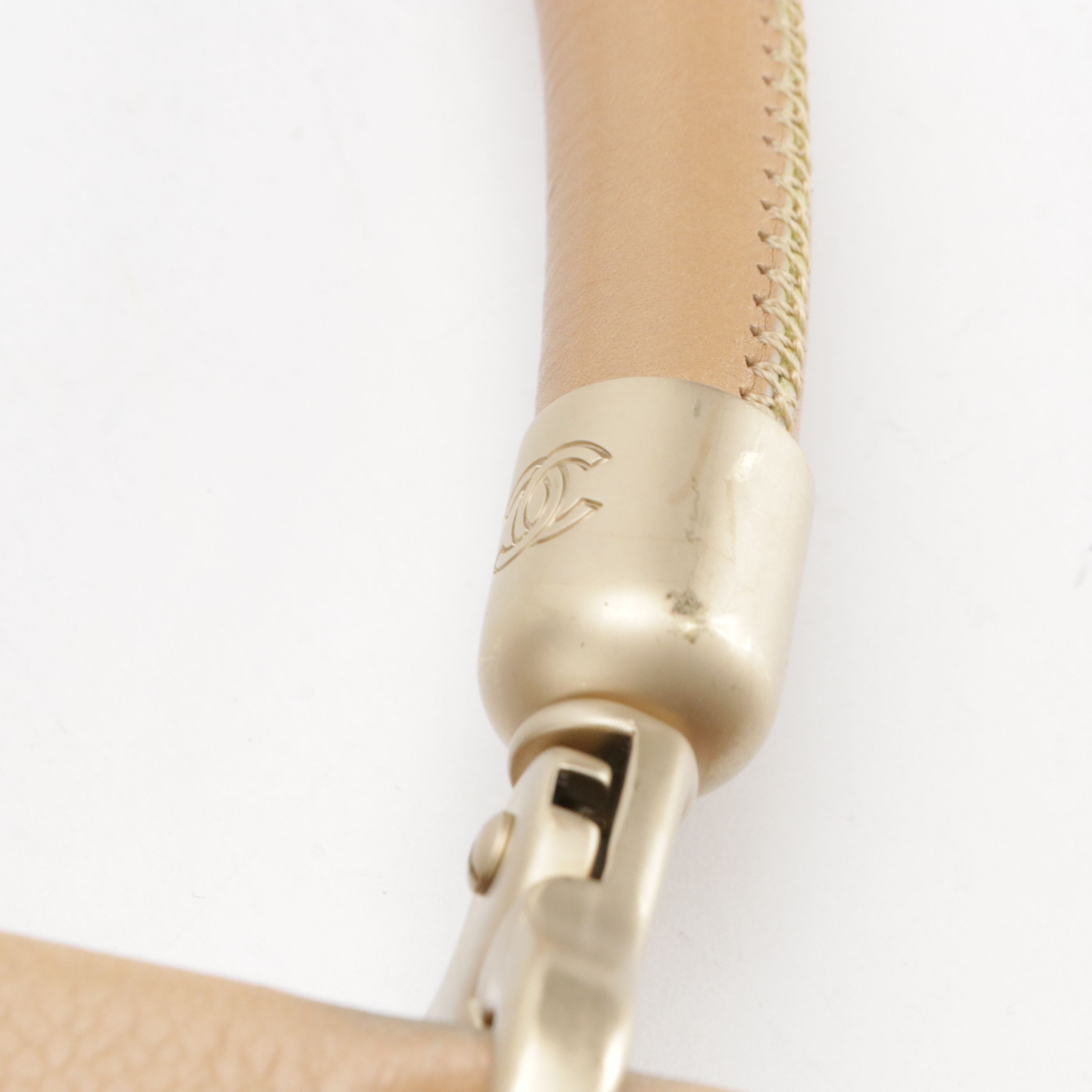 Chanel CC Stitched Shoulder Tote in Beige Caviar Leather