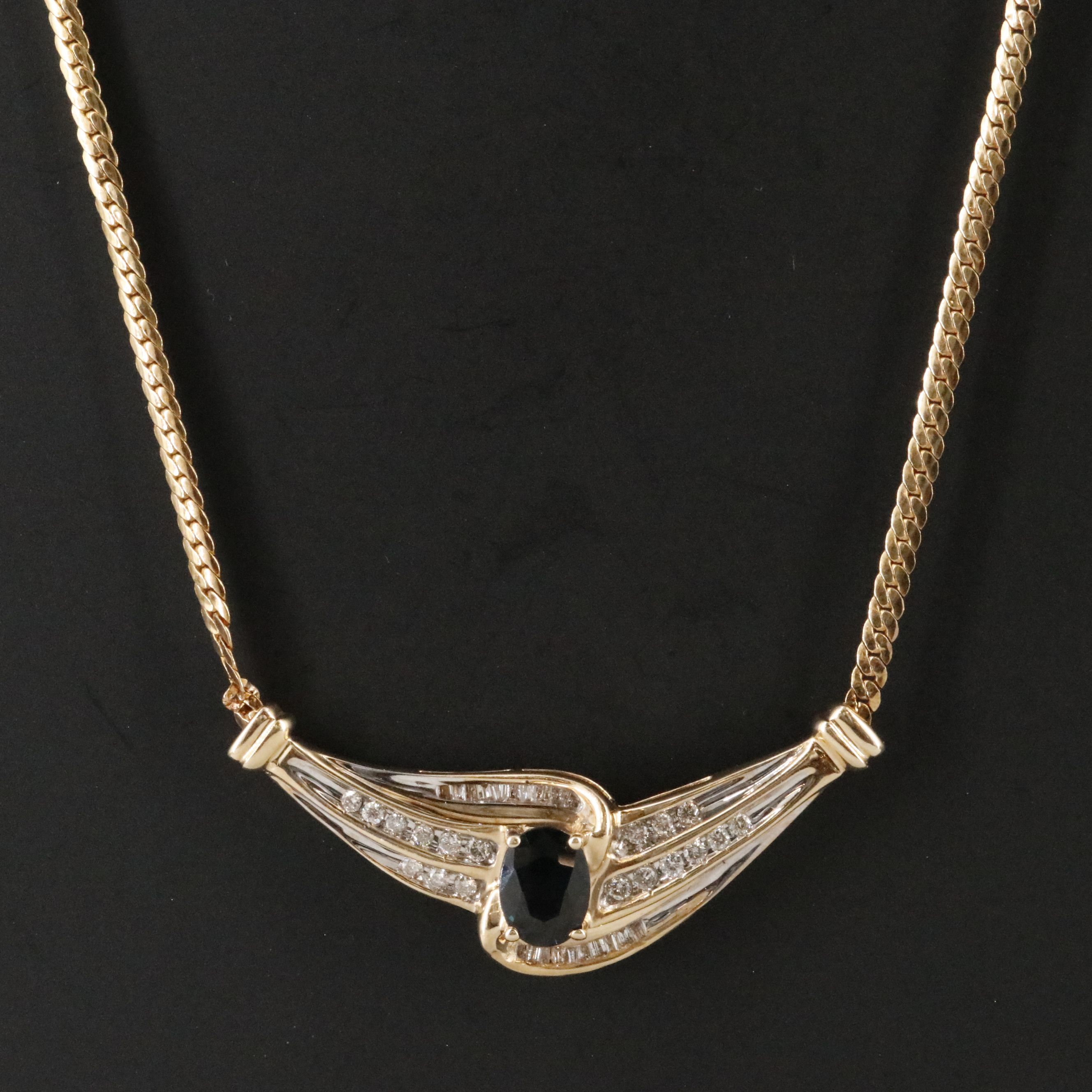 14K 1.41 CT Sapphire and Diamond Necklace