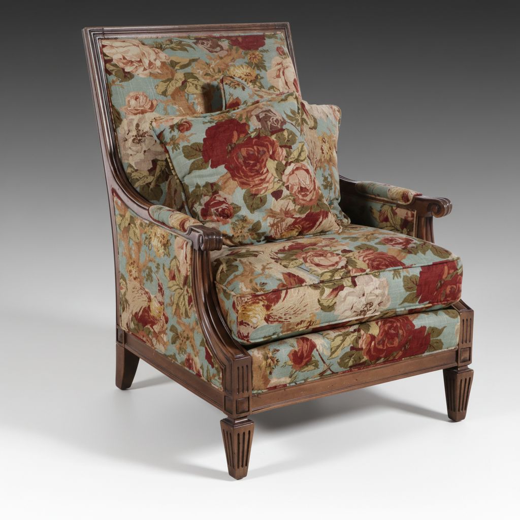 Louis XVI Style Upholstered Fauteuil en Cabriolet, 20th Century