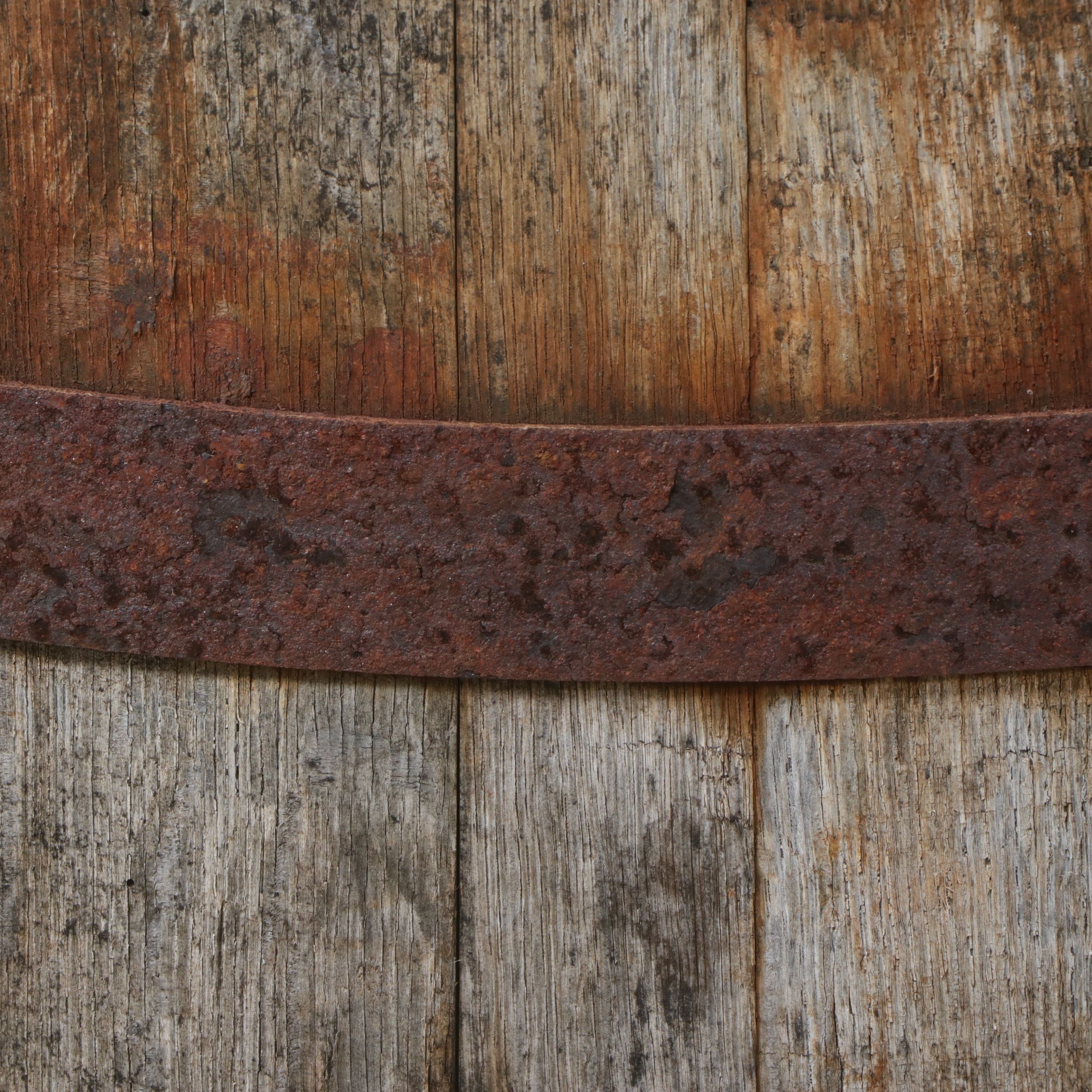Primitive Weathered Oak Coopered Barrel, Early 20th Century