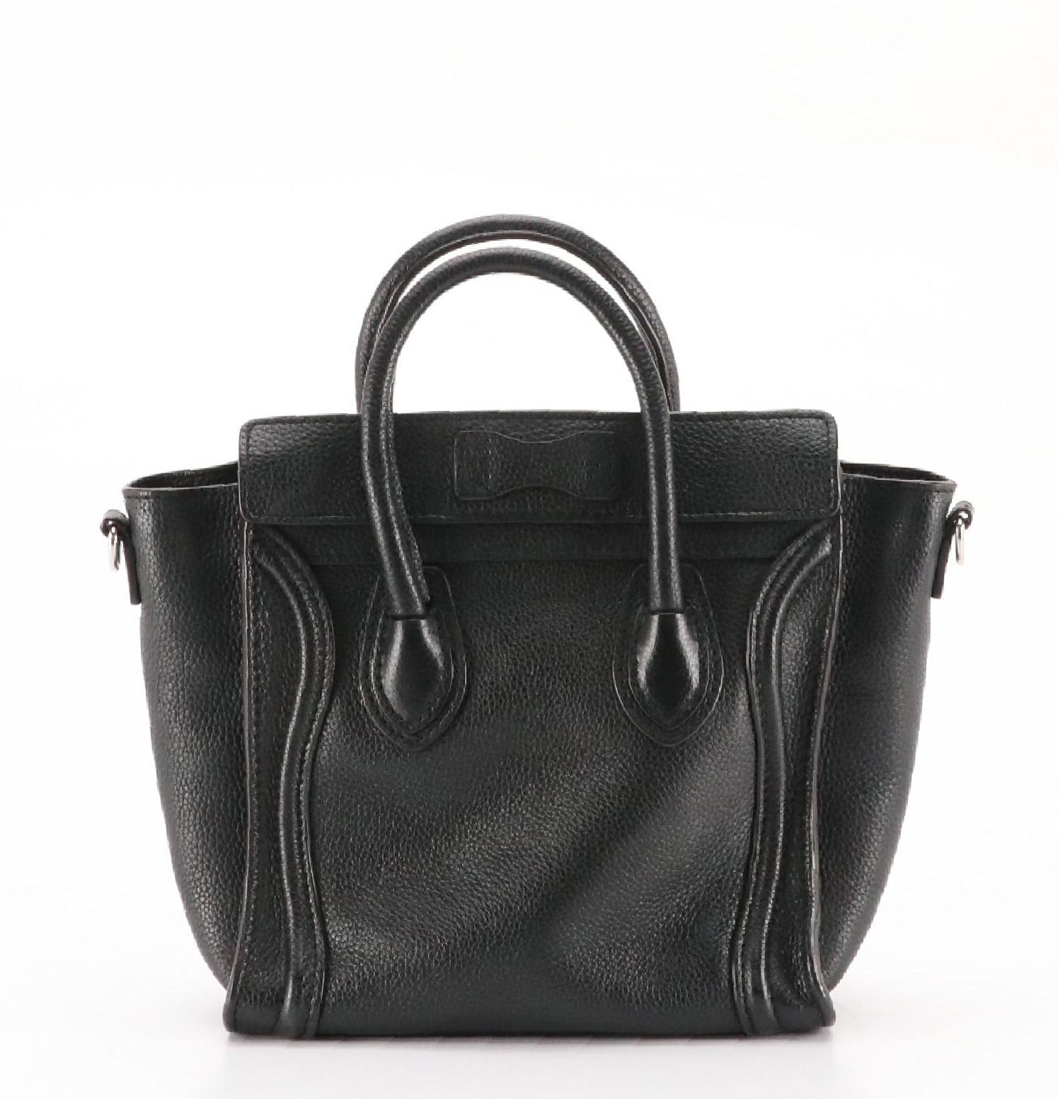 Céline Nano Two-Way Luggage Tote in Black Grained Calfskin Leather