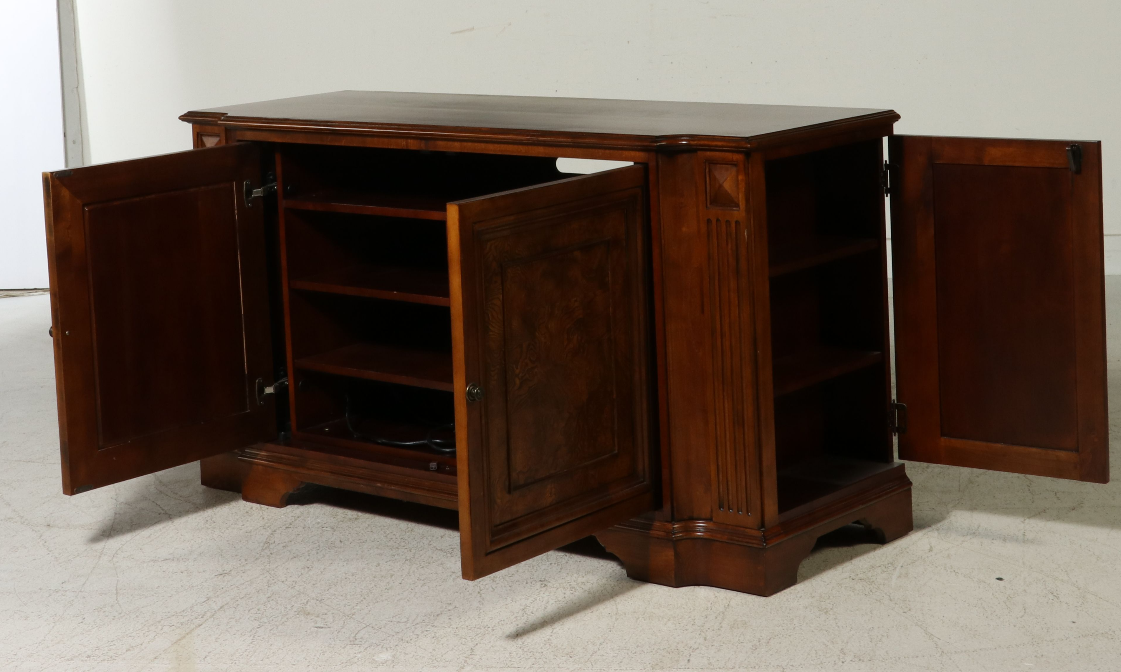 Ethan Allen Neoclassical Style Burl Wood Media Sideboard