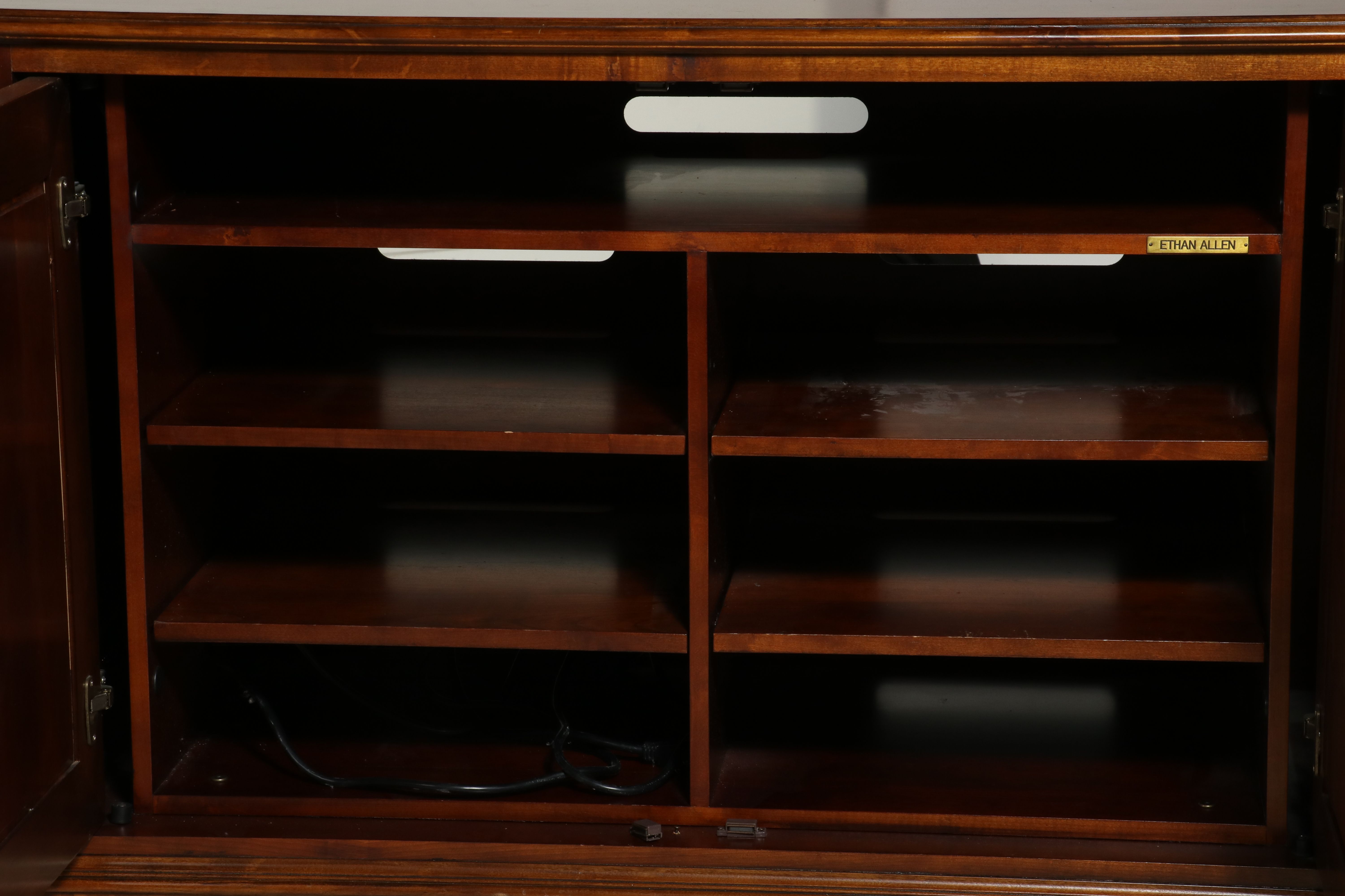 Ethan Allen Neoclassical Style Burl Wood Media Sideboard