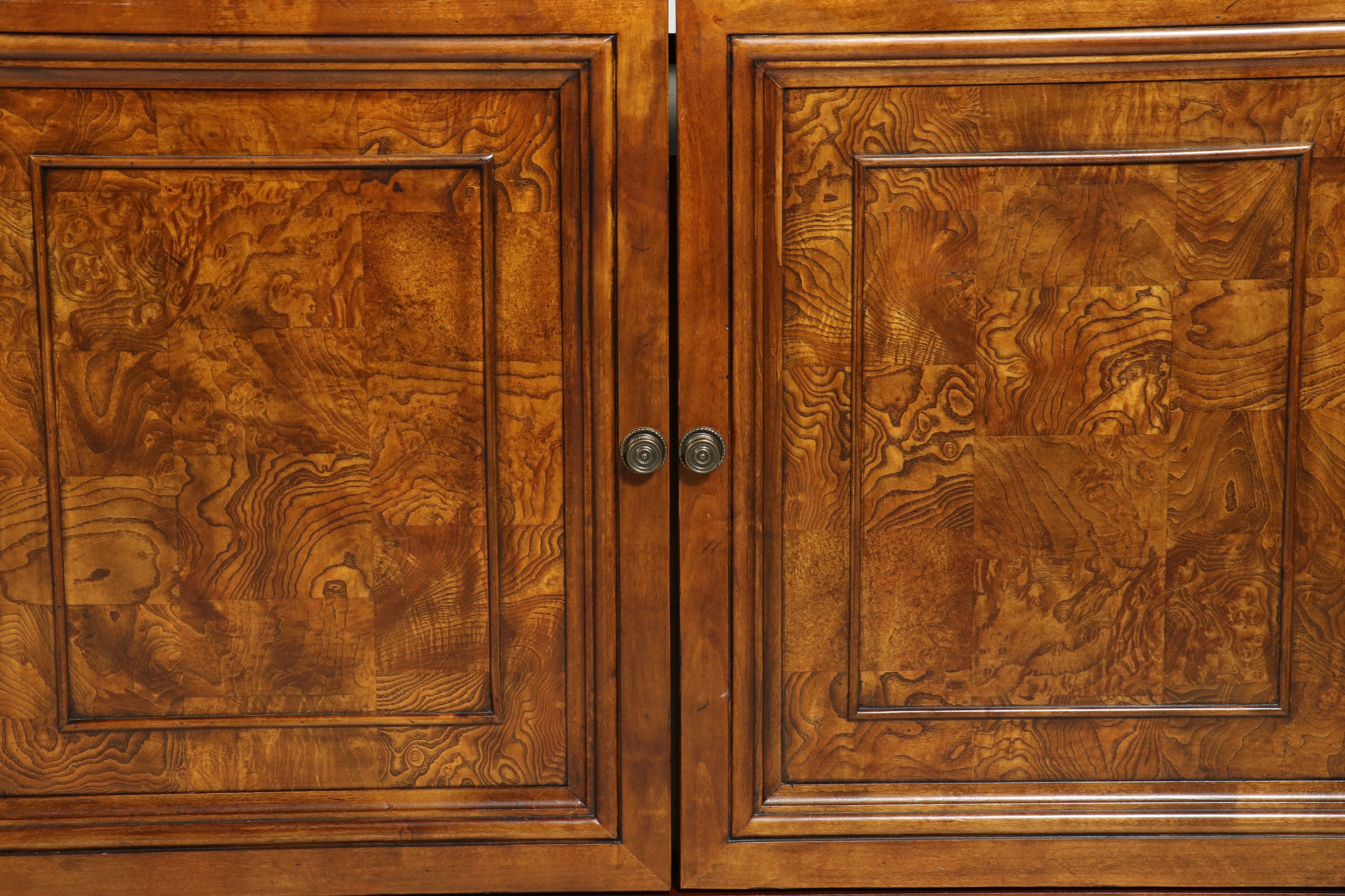 Ethan Allen Neoclassical Style Burl Wood Media Sideboard