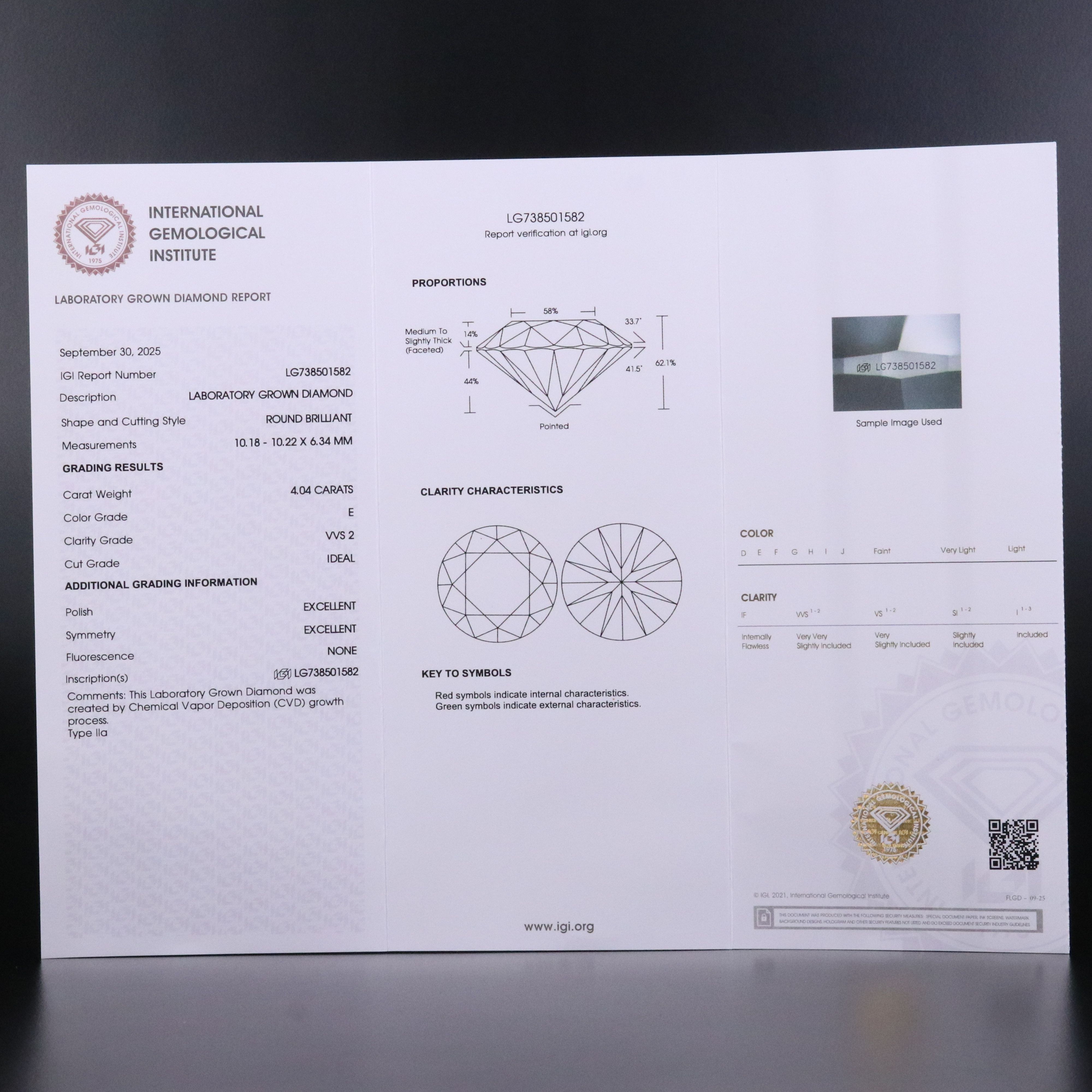 Platinum 4.04 CT Lab Grown Diamond Ring with IGI Report