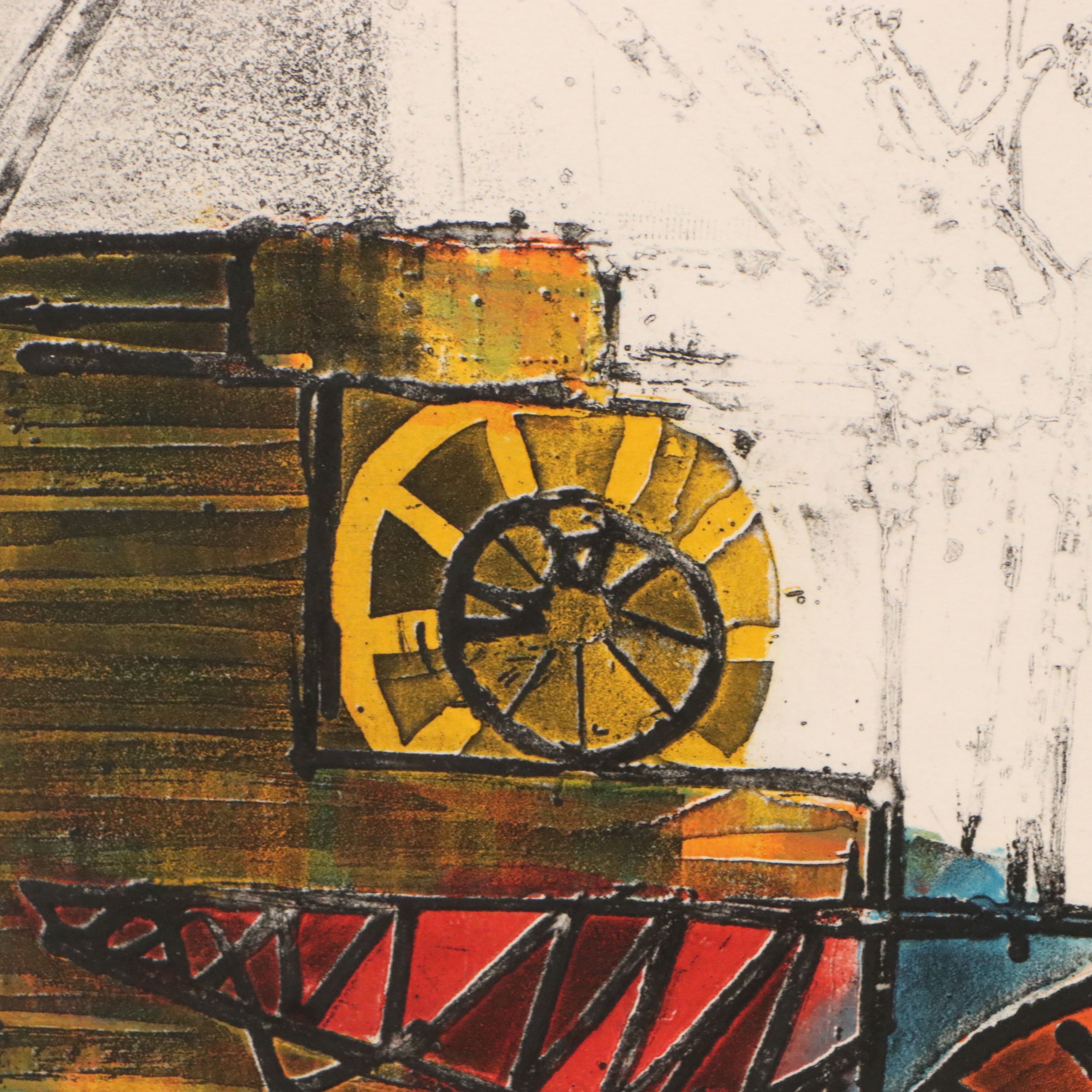 Stylized Collotype "Construction," 1973