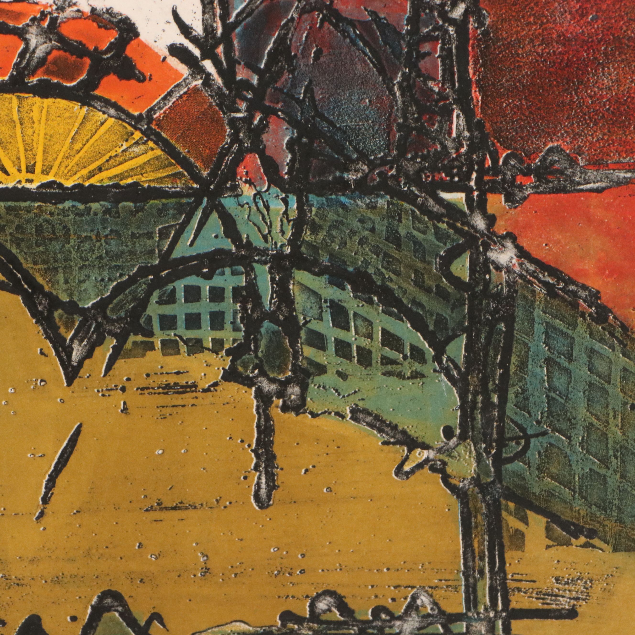 Stylized Collotype "Construction," 1973