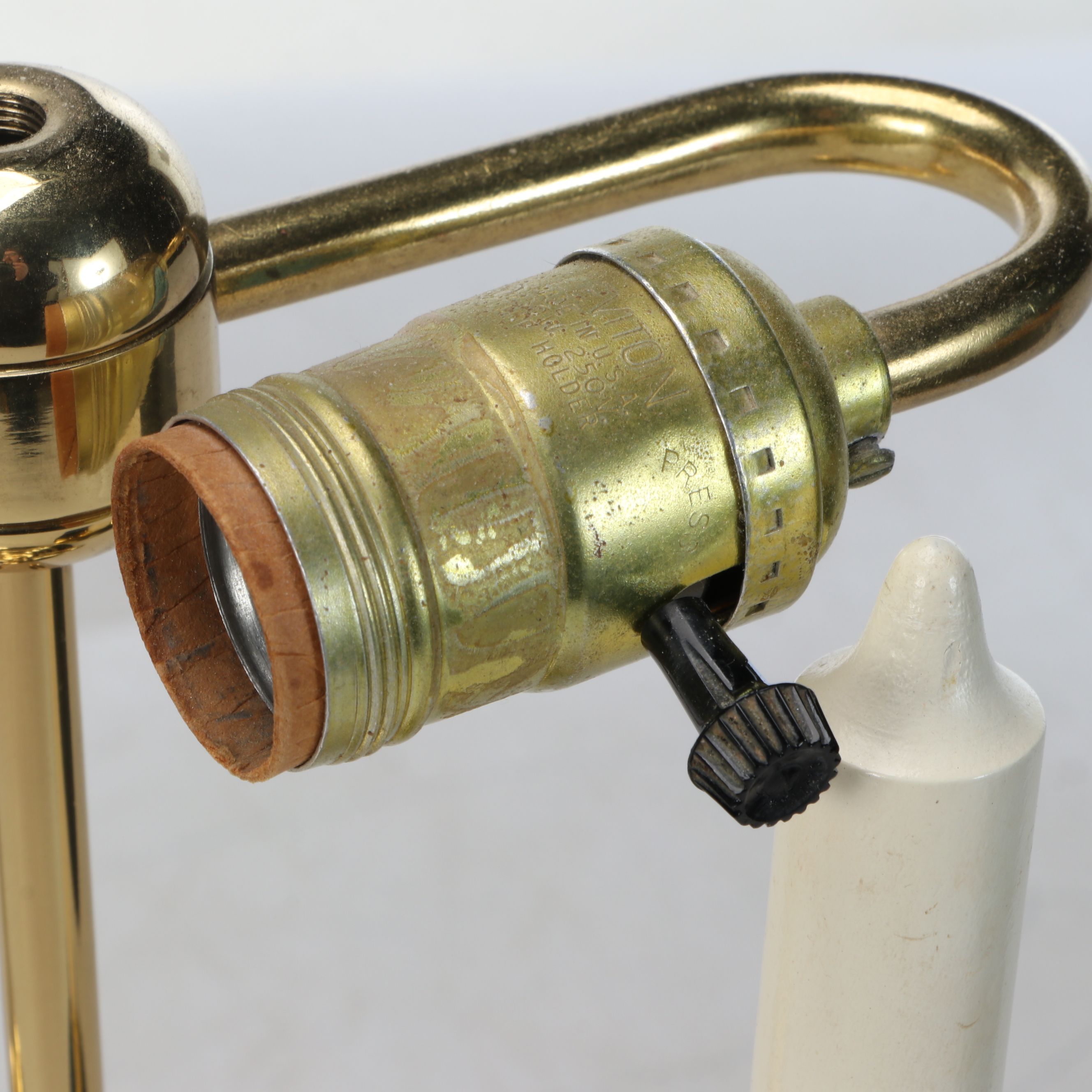 Neoclassical Style Lacquered Brass Bouillotte Table Lamp with Tole Shade