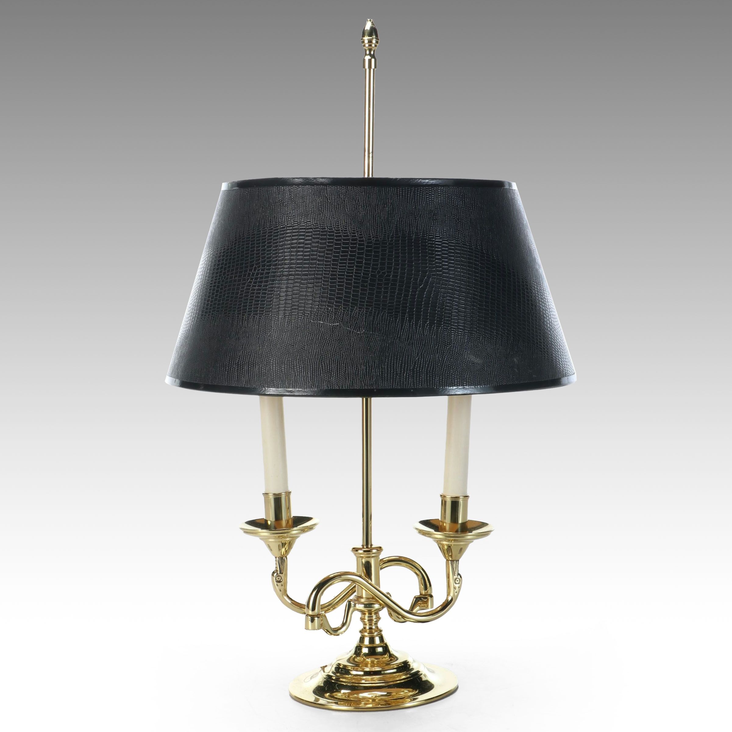 Neoclassical Style Lacquered Brass Bouillotte Table Lamp with Tole Shade