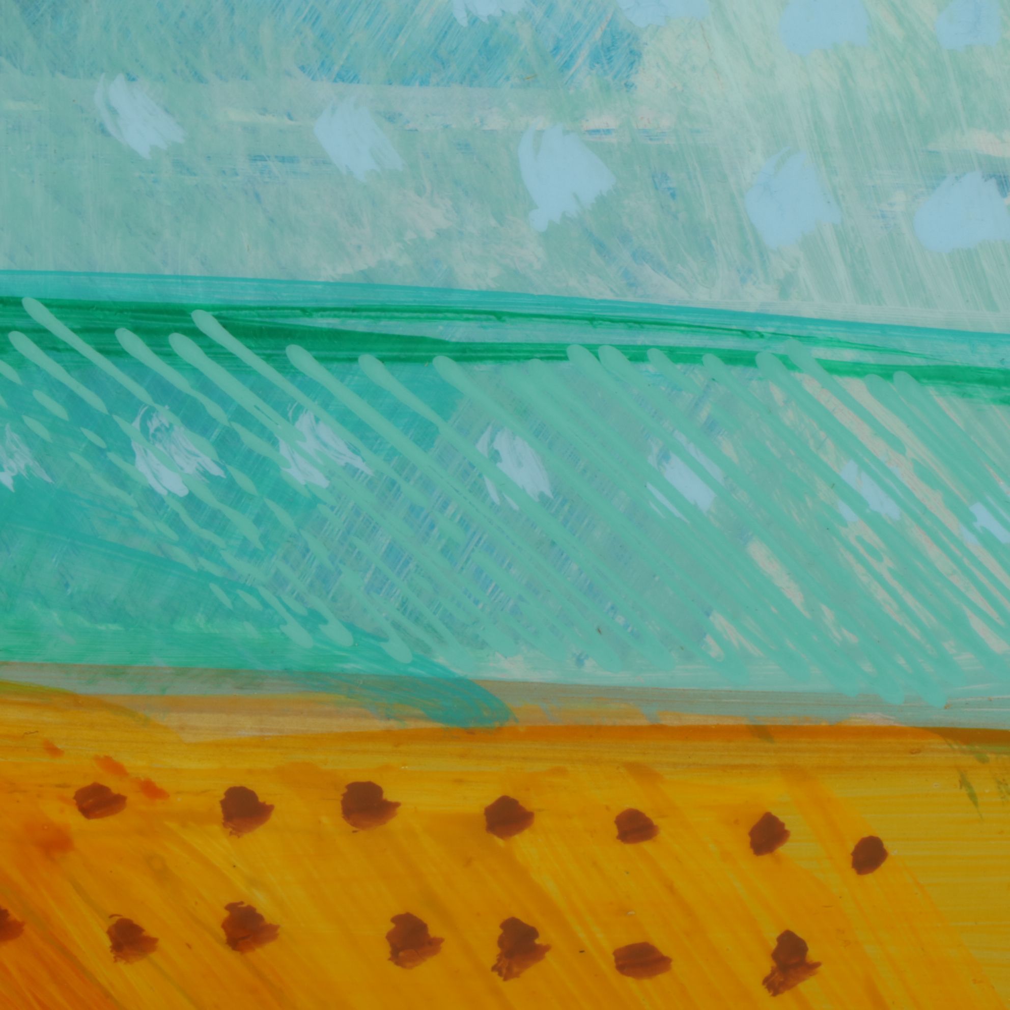 Calman Shemi Abstract Acrylic & Lacquer Painting "Promenade", Late 20th Century