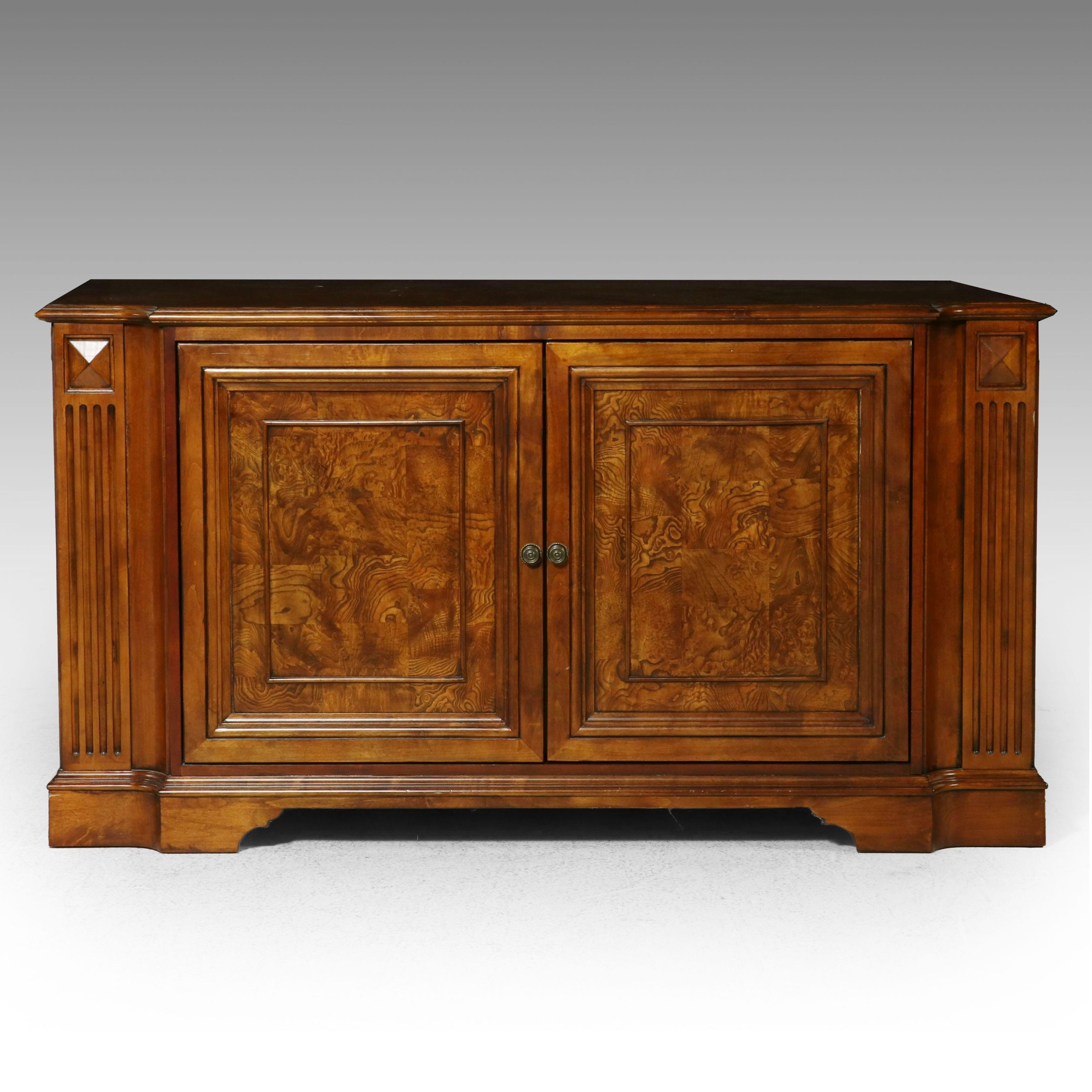Ethan Allen Neoclassical Style Burl Wood Media Sideboard