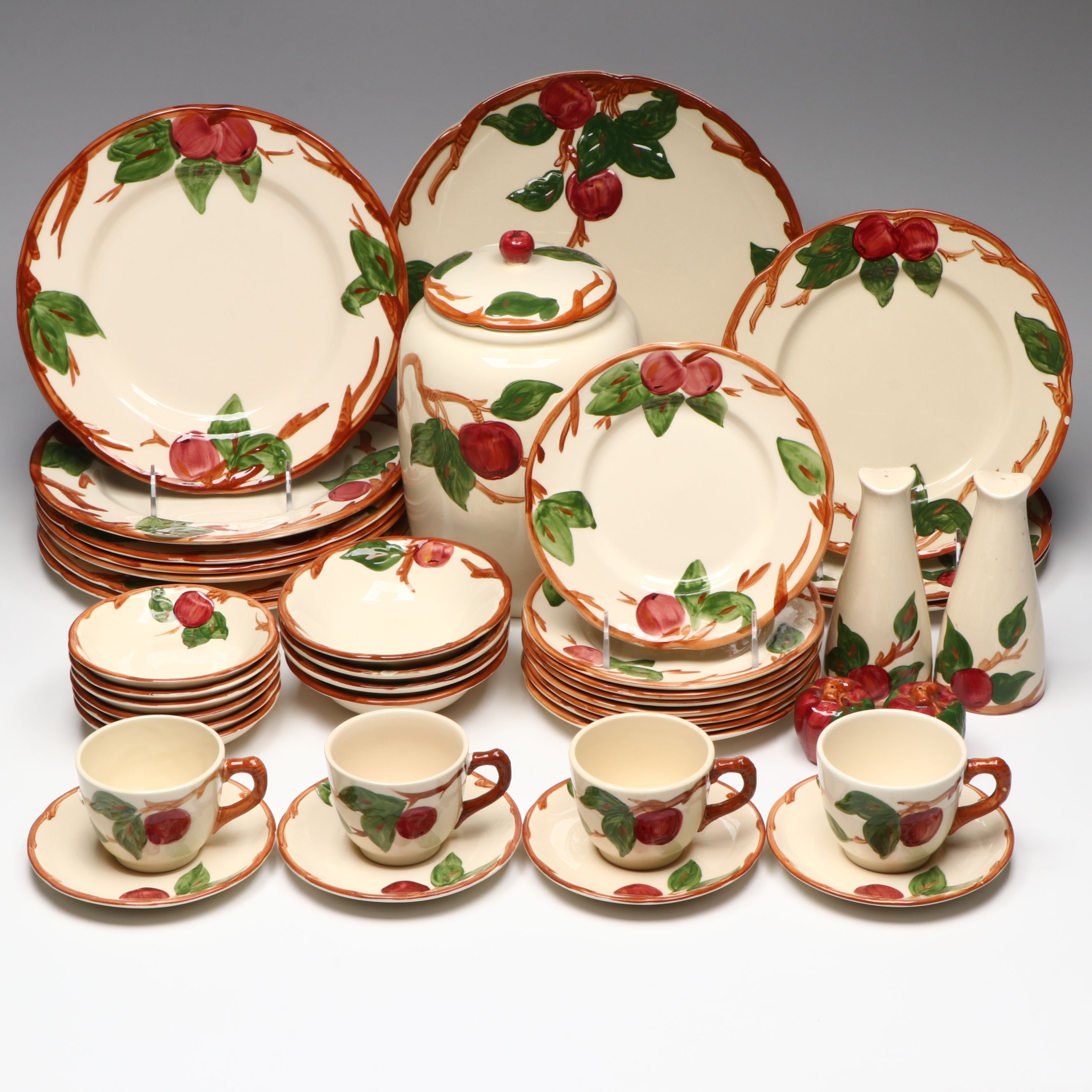 Franciscan "Apple" Ceramic Dinnerware, Cookie Jar and Shakers