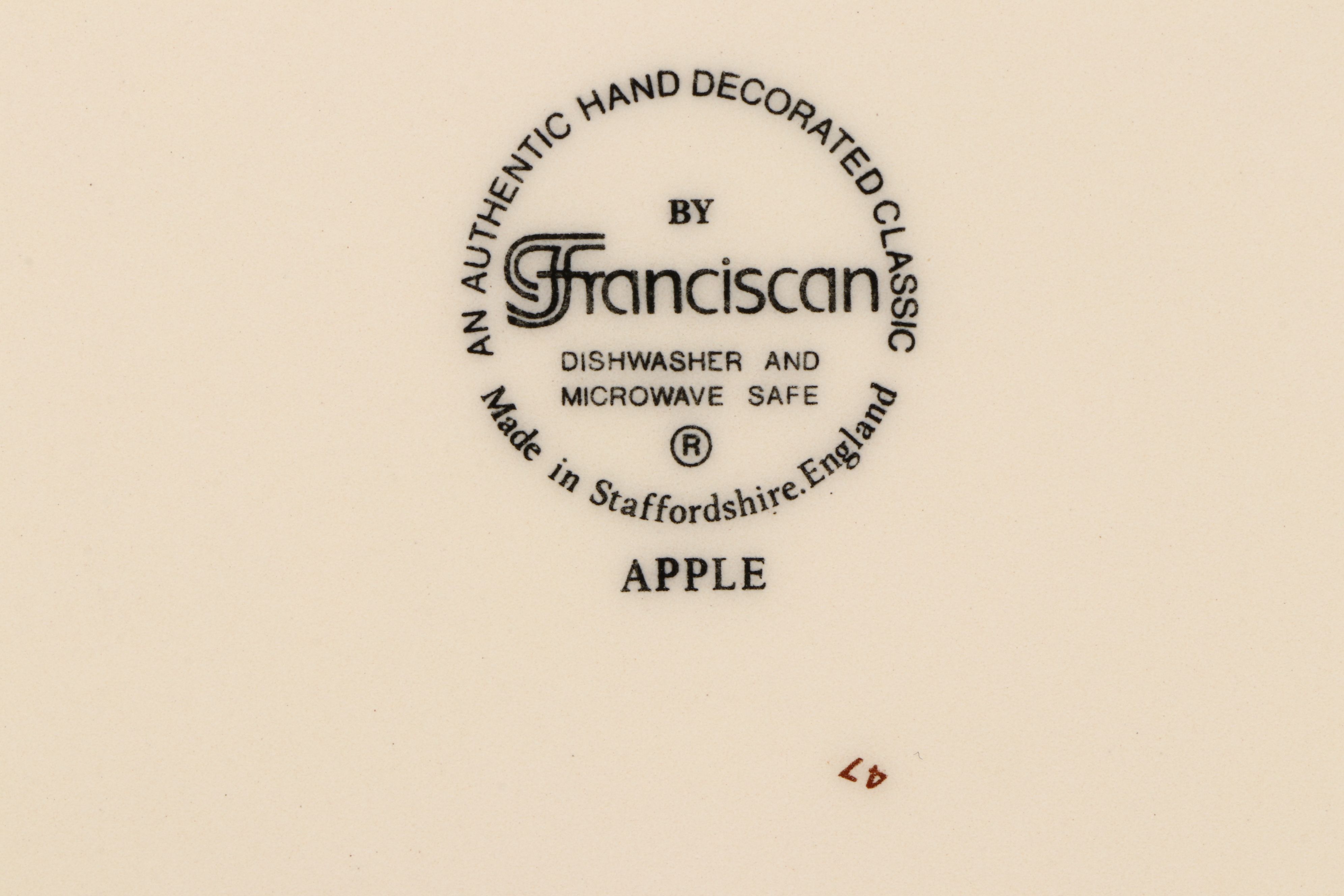 Franciscan "Apple" Ceramic Dinnerware, Cookie Jar and Shakers