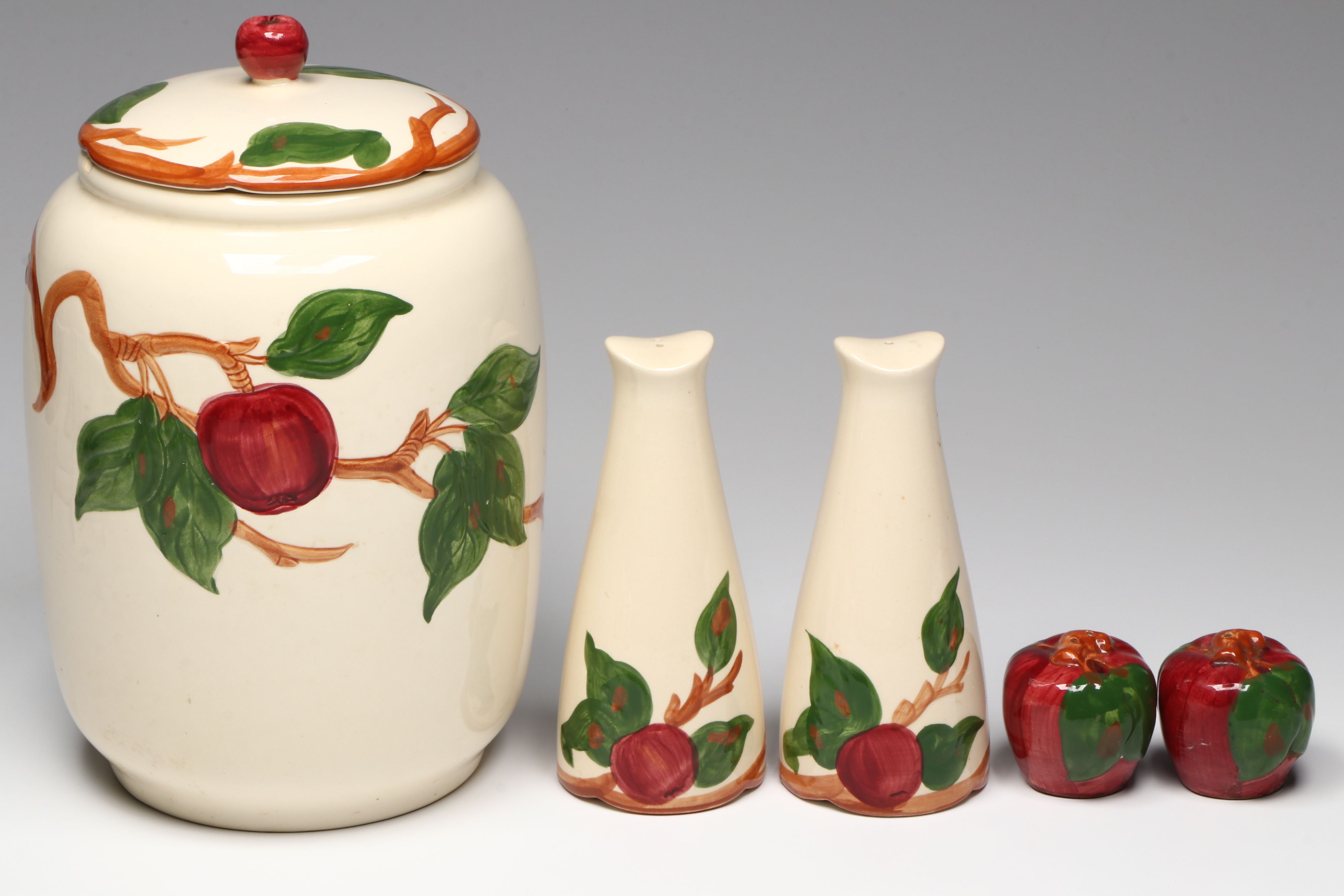 Franciscan "Apple" Ceramic Dinnerware, Cookie Jar and Shakers