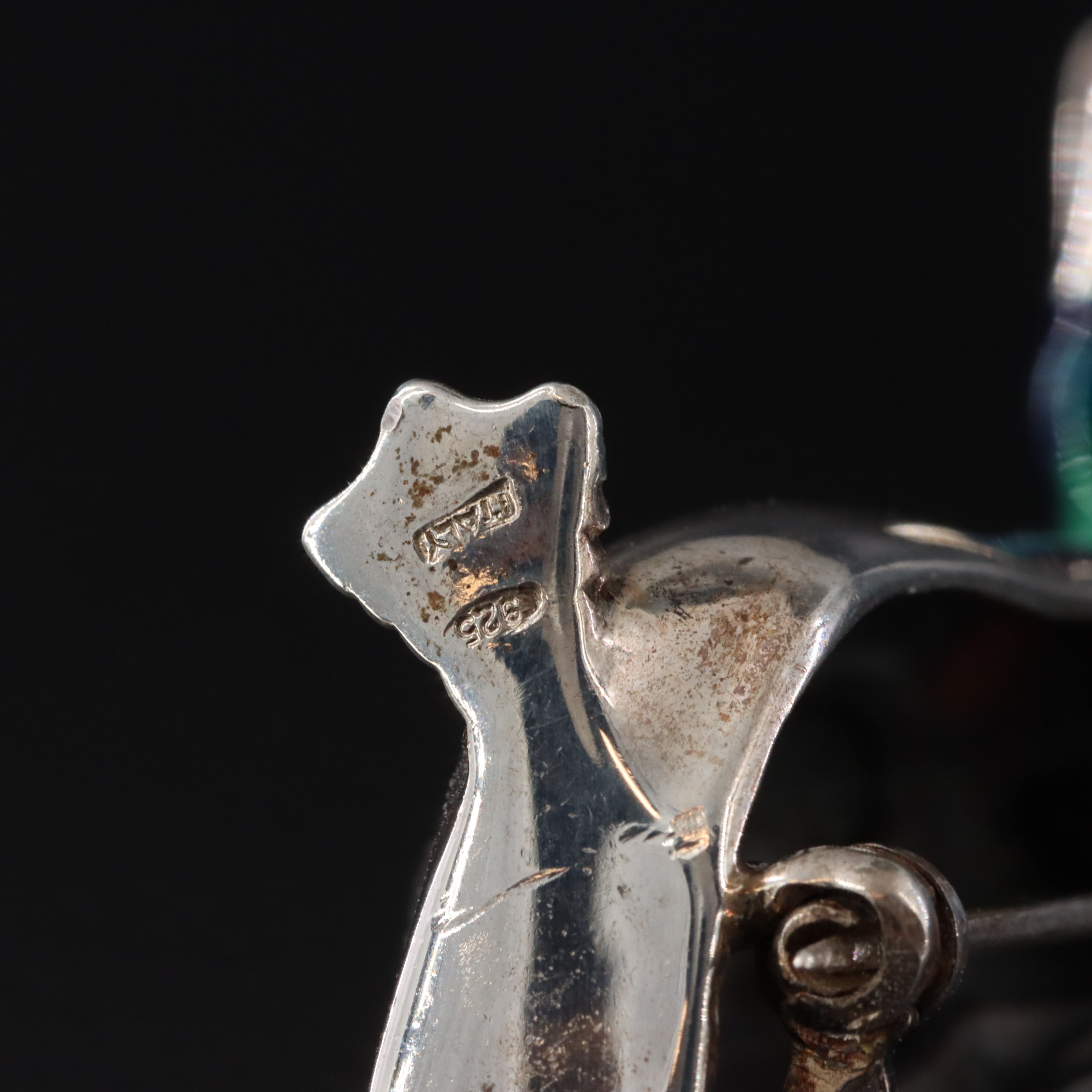 Italian Sterling Enamel Duck Brooch, Attributed to Saturno