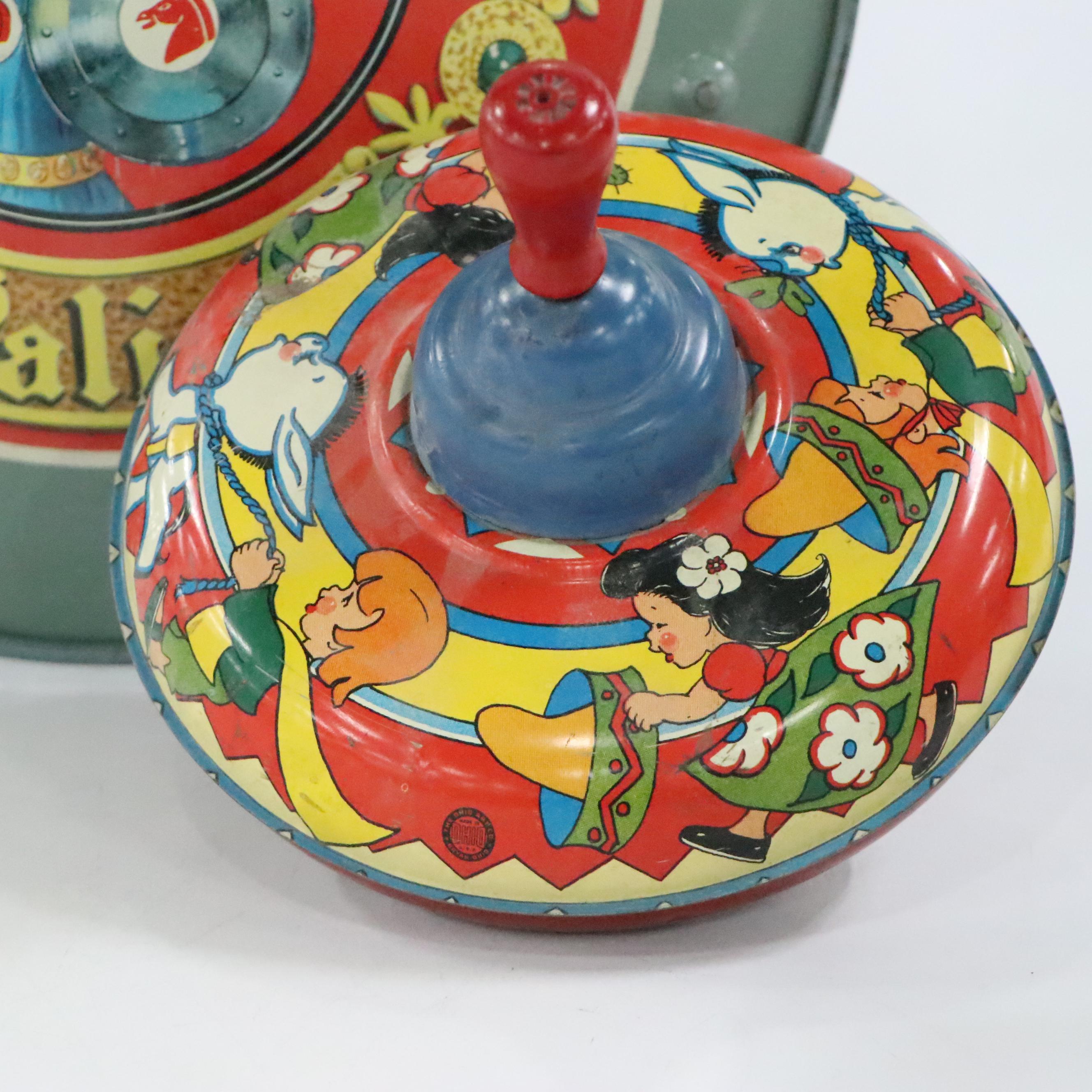 Ohio Art Co. Tin Spinning Top Toy with Other Prince Valiant Toy Shield