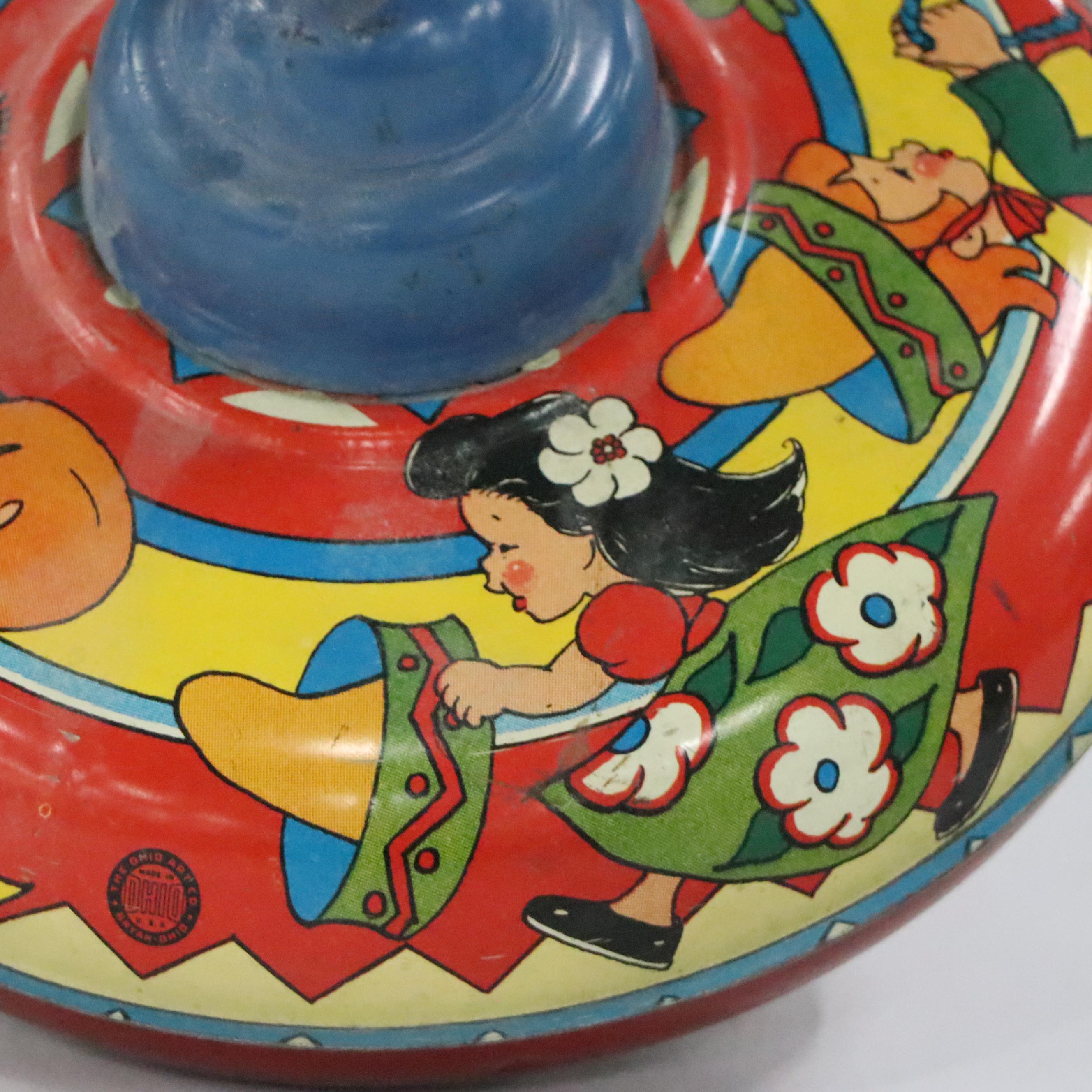 Ohio Art Co. Tin Spinning Top Toy with Other Prince Valiant Toy Shield