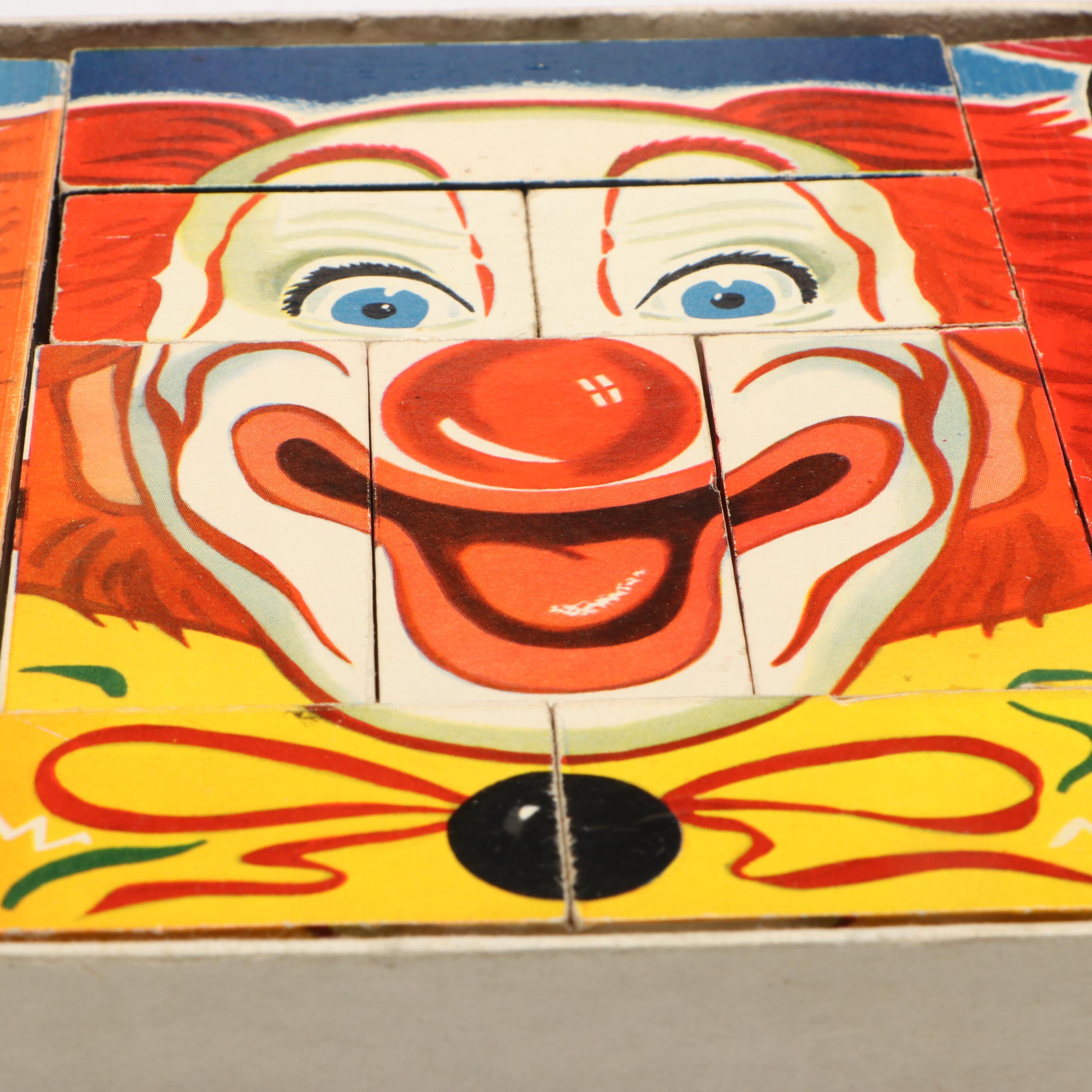 Gaston "Bozo the Clown" Wood Toy Blocks, Mattel Tin Music Box & Jack in the Box