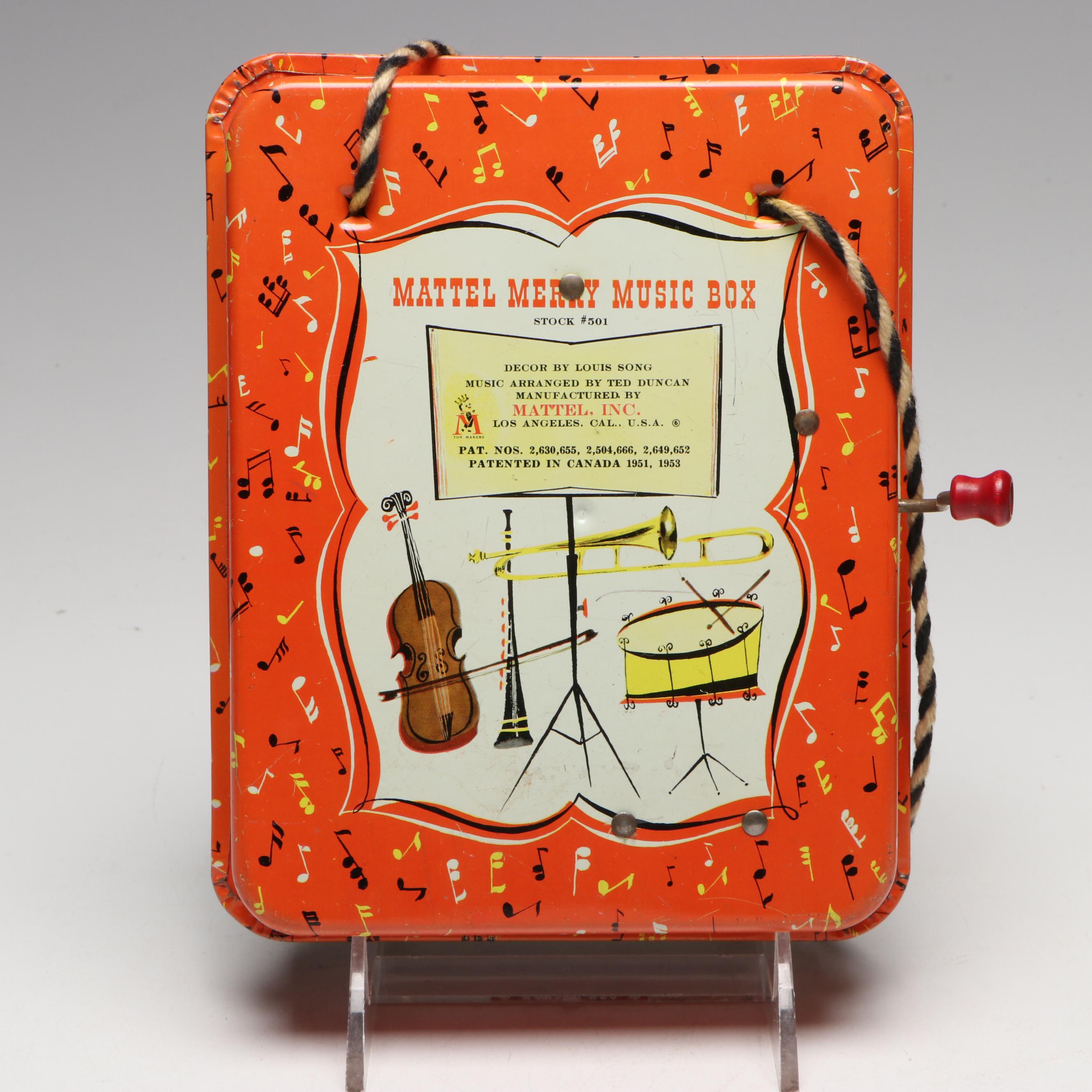 Gaston "Bozo the Clown" Wood Toy Blocks, Mattel Tin Music Box & Jack in the Box