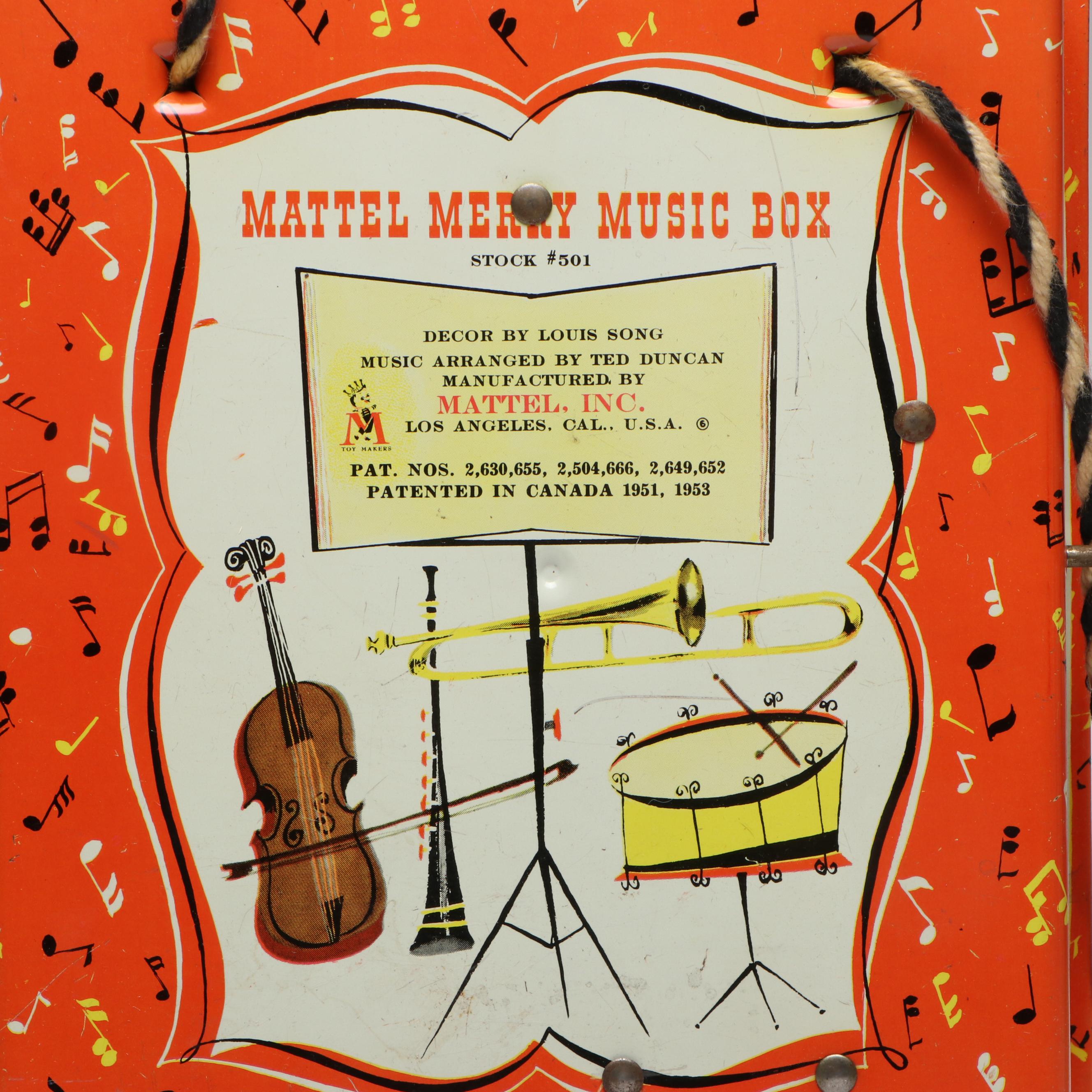 Gaston "Bozo the Clown" Wood Toy Blocks, Mattel Tin Music Box & Jack in the Box