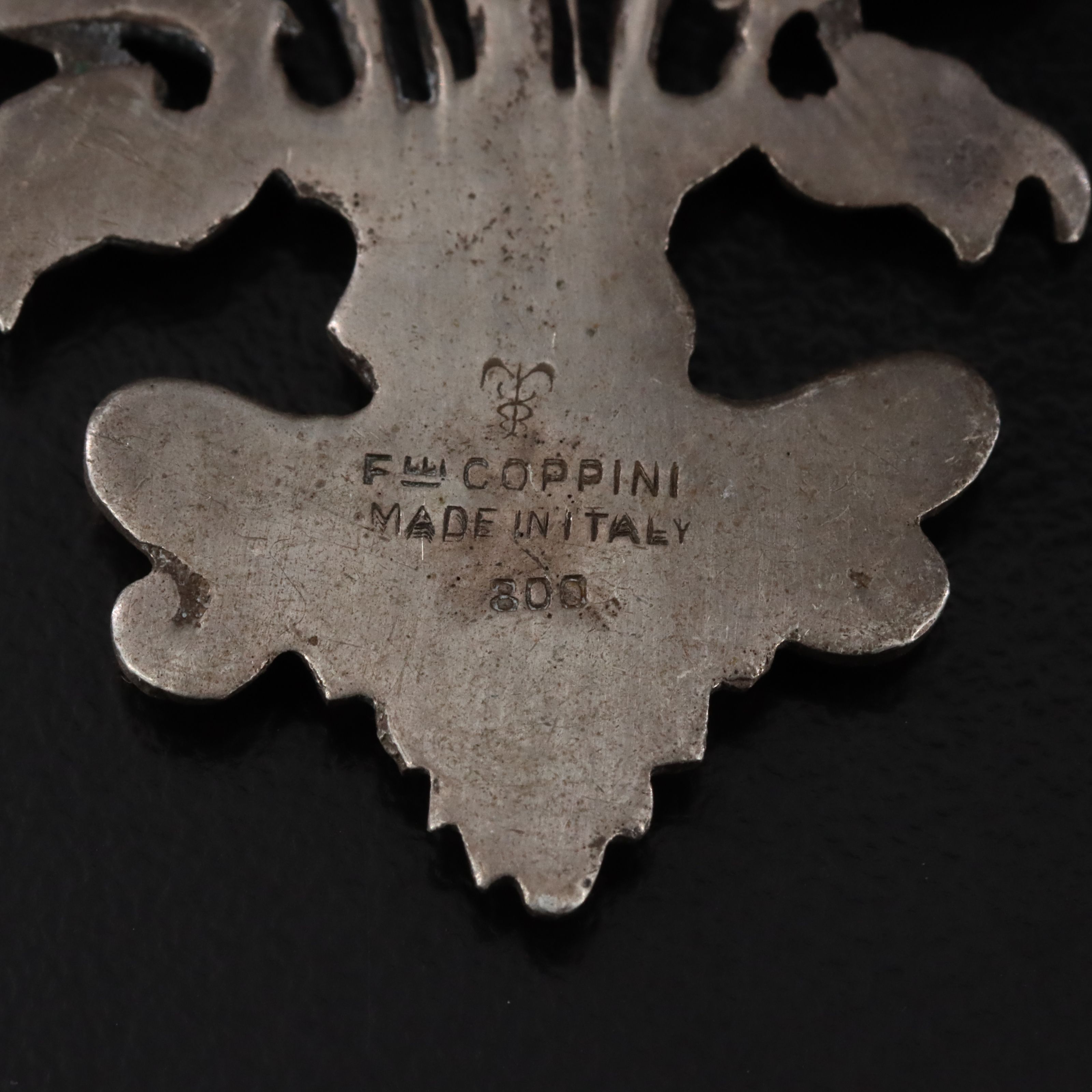 Antique Fratelli Coppini 800 Silver Fleur-de-Lis Brooch