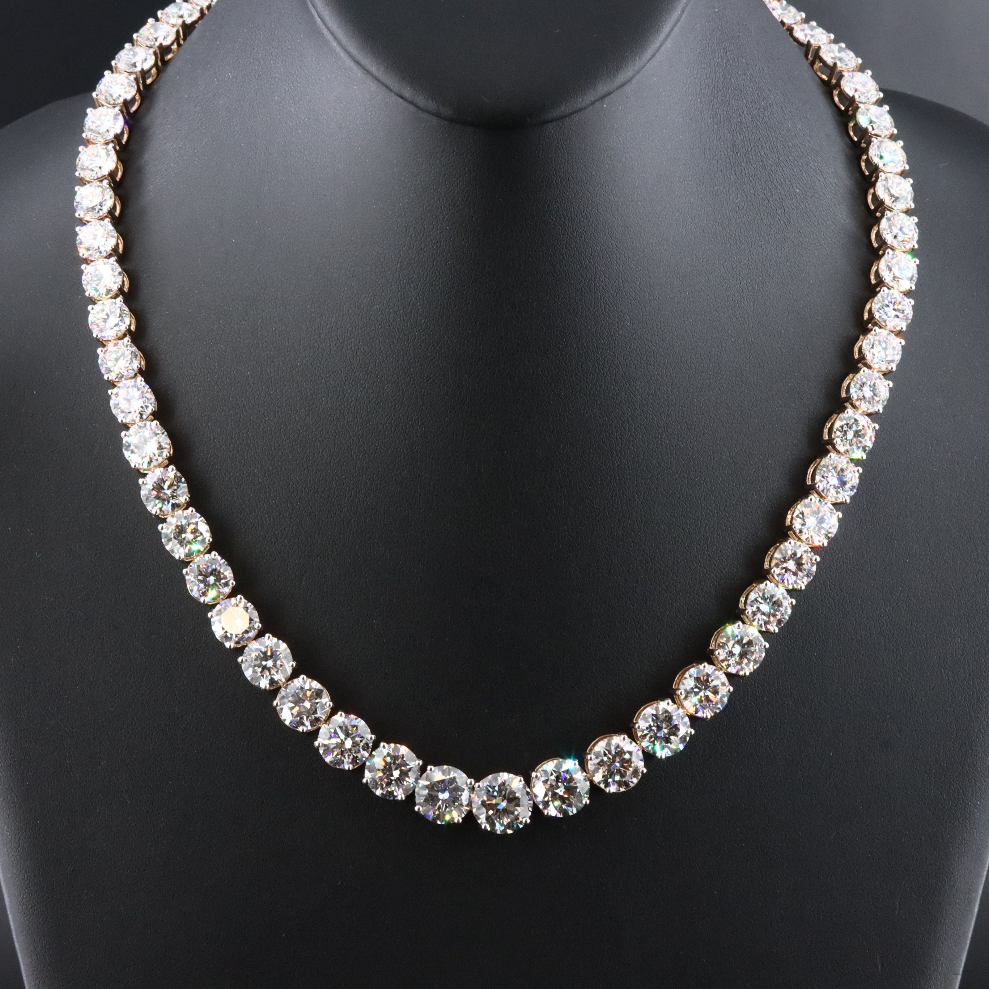14K 108.09 CTW Lab Grown Diamond Riviéra Necklace with IGI Reports