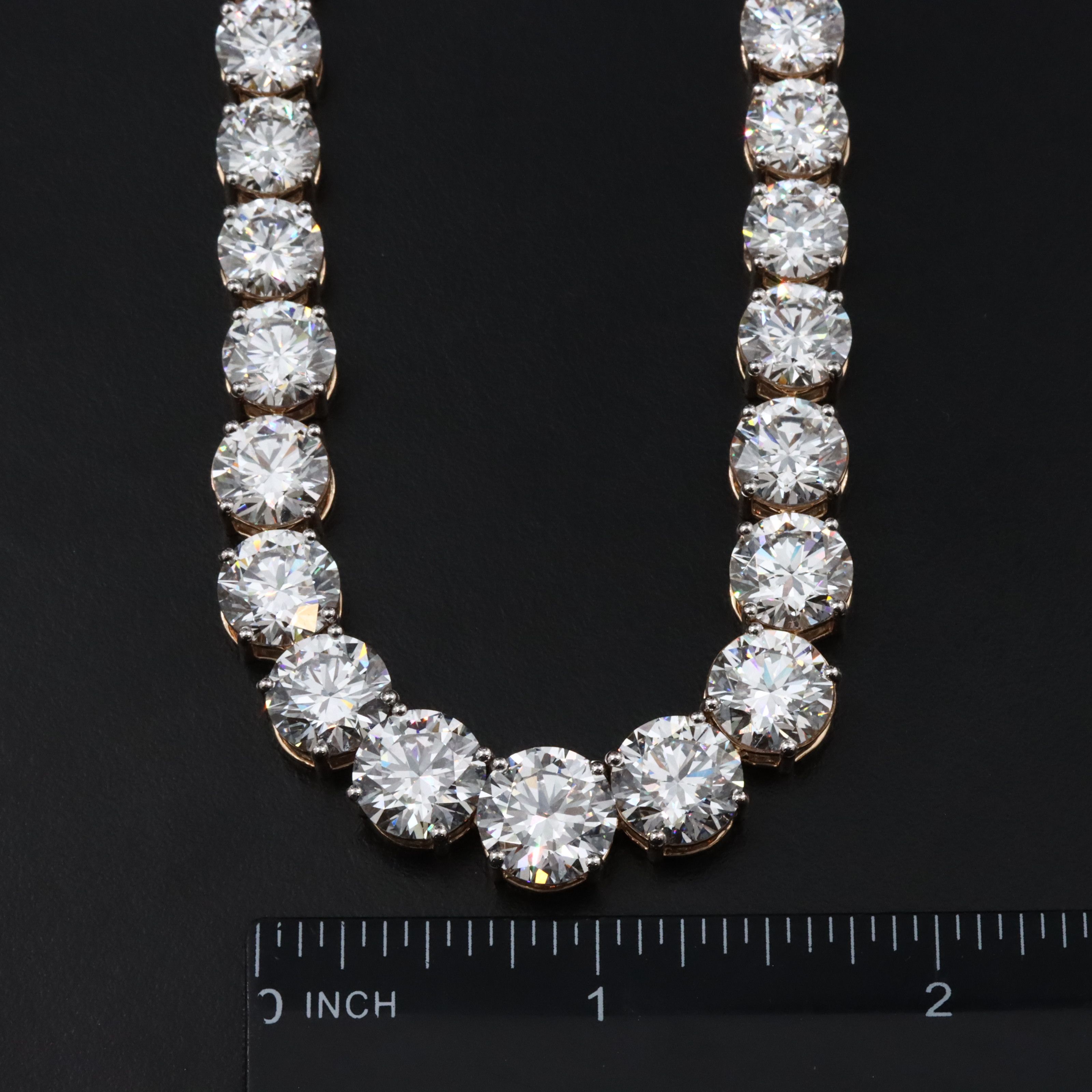 14K 108.09 CTW Lab Grown Diamond Riviéra Necklace with IGI Reports