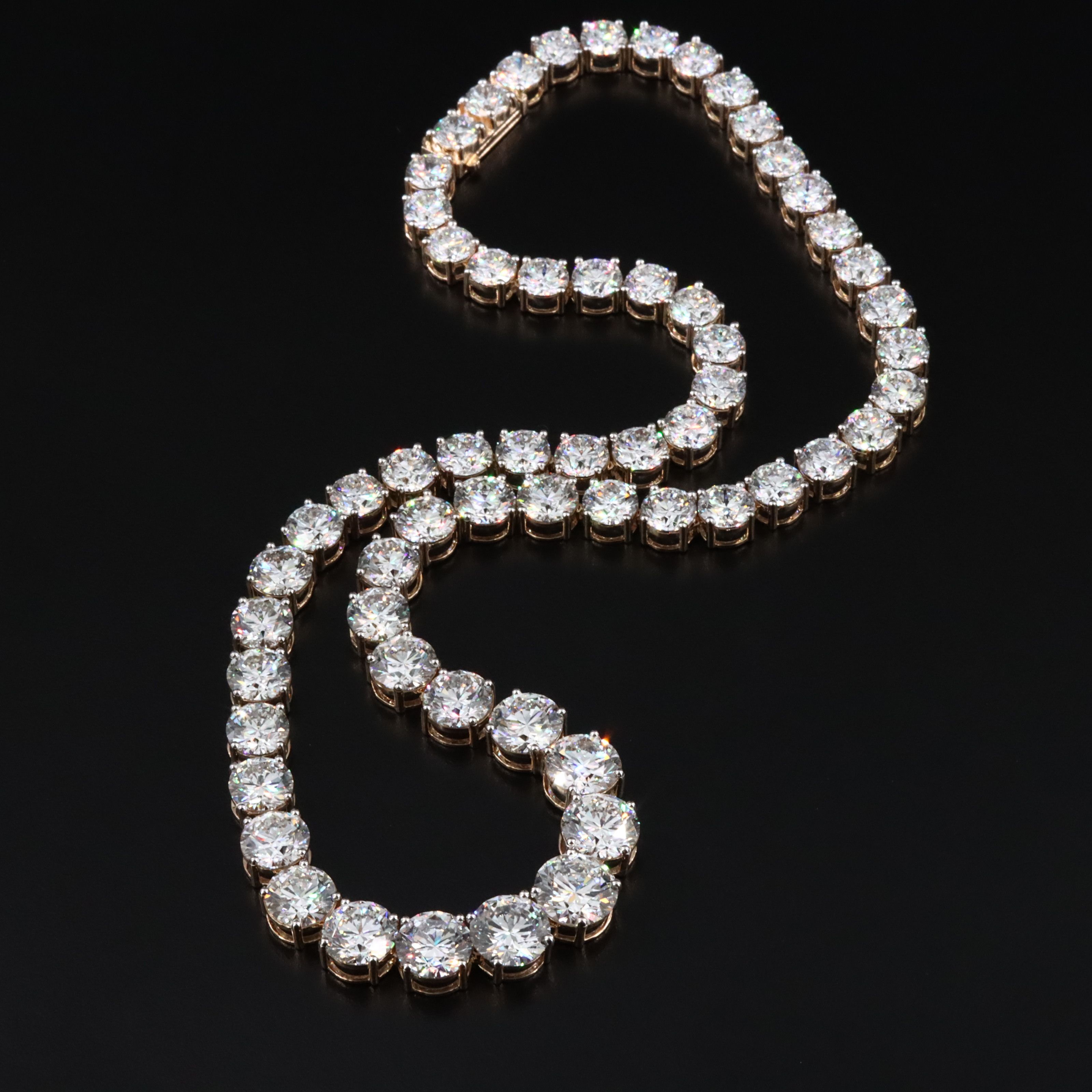 14K 108.09 CTW Lab Grown Diamond Riviéra Necklace with IGI Reports