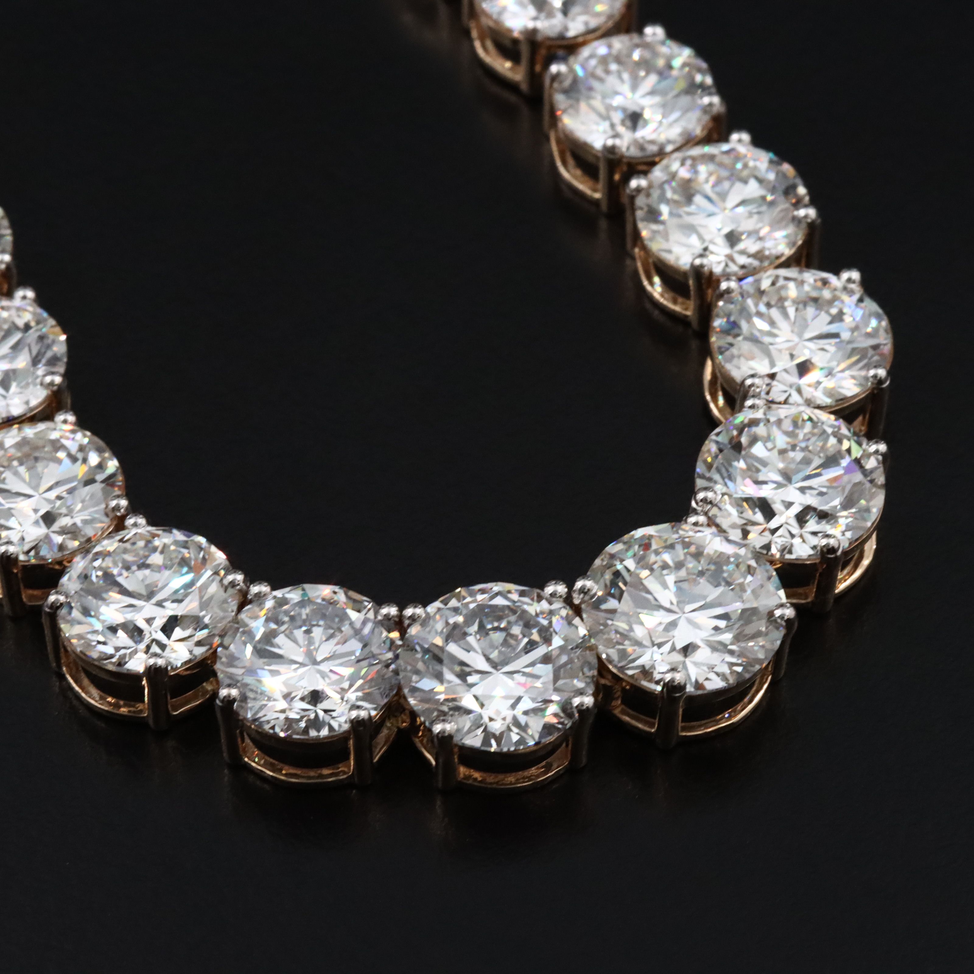 14K 108.09 CTW Lab Grown Diamond Riviéra Necklace with IGI Reports