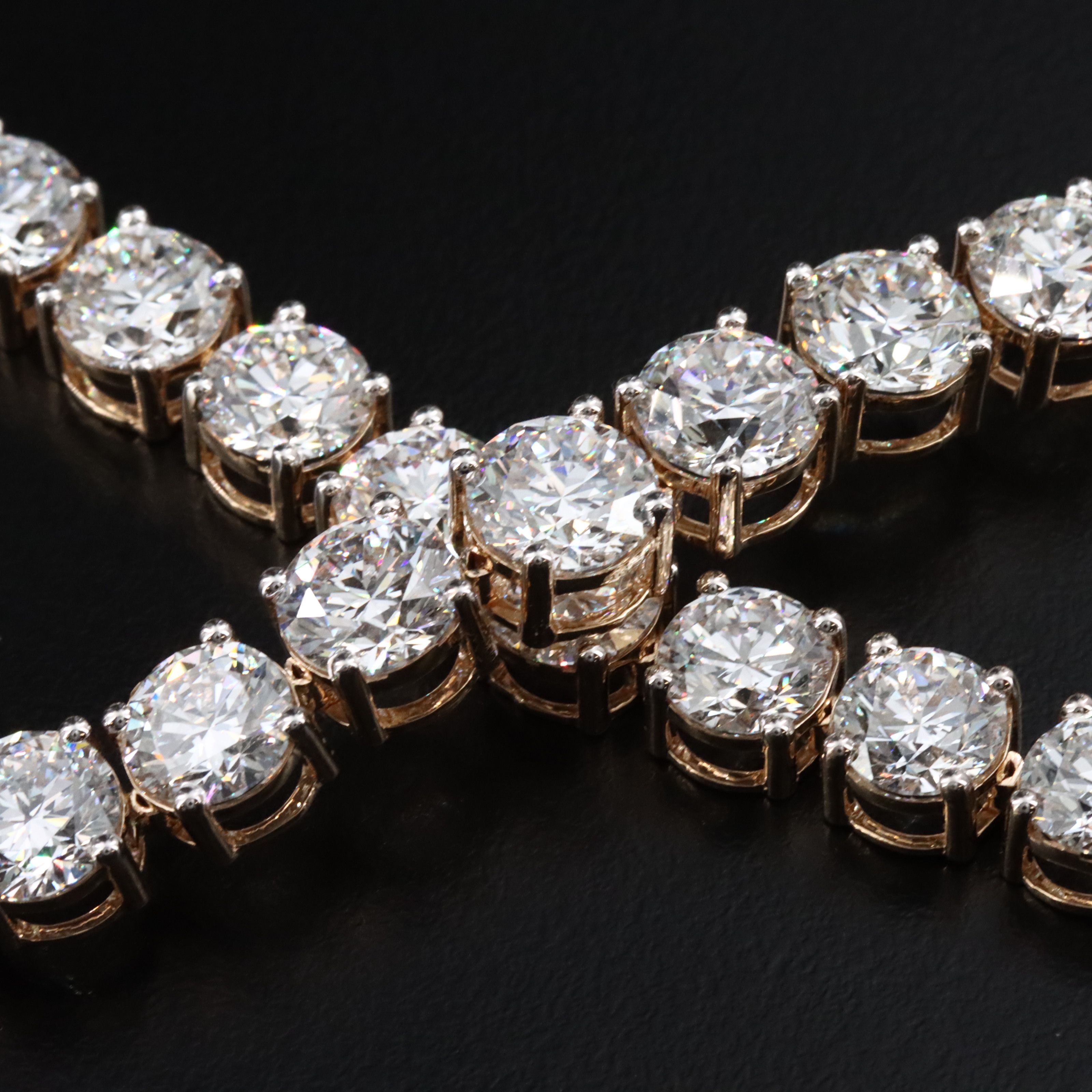 14K 108.09 CTW Lab Grown Diamond Riviéra Necklace with IGI Reports