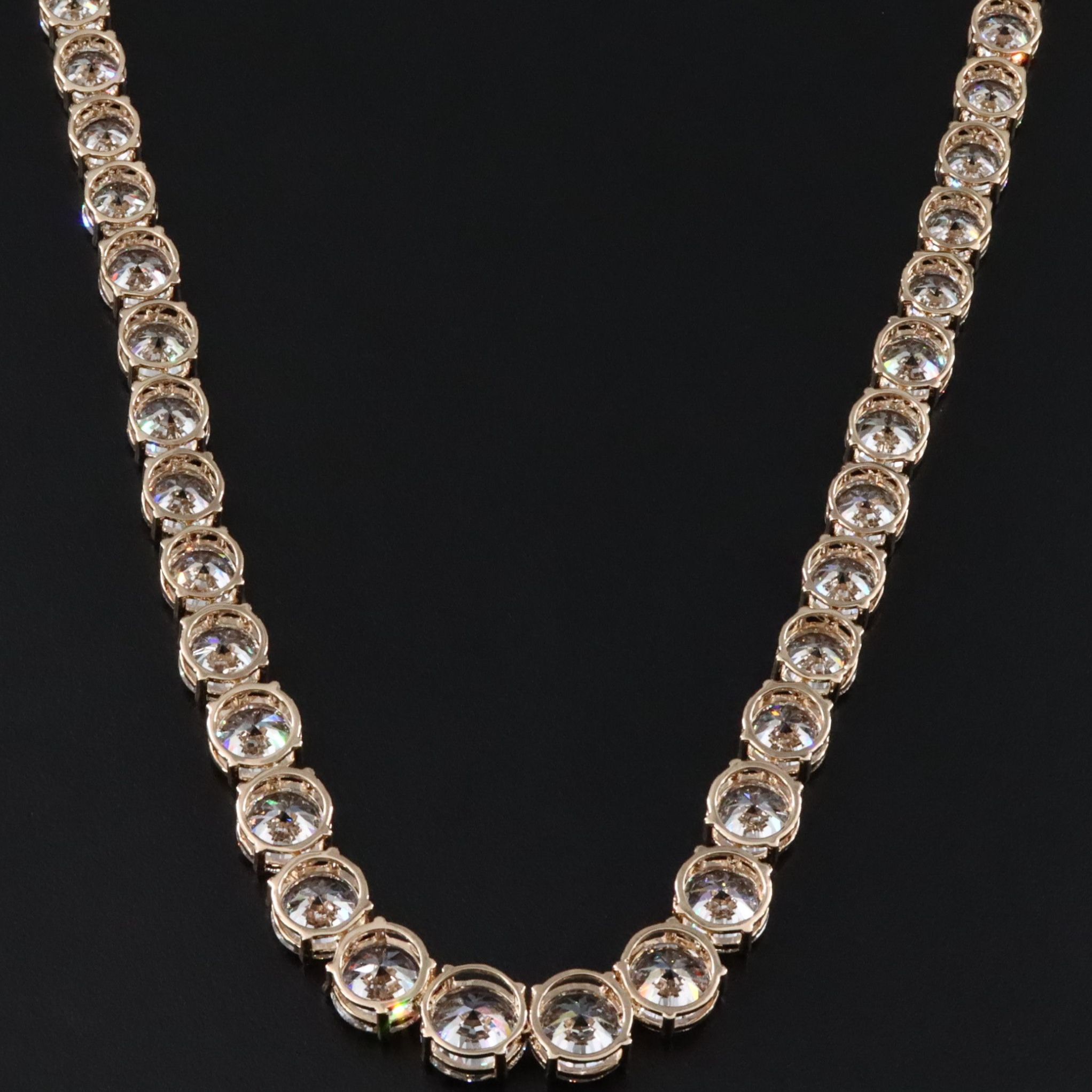 14K 108.09 CTW Lab Grown Diamond Riviéra Necklace with IGI Reports