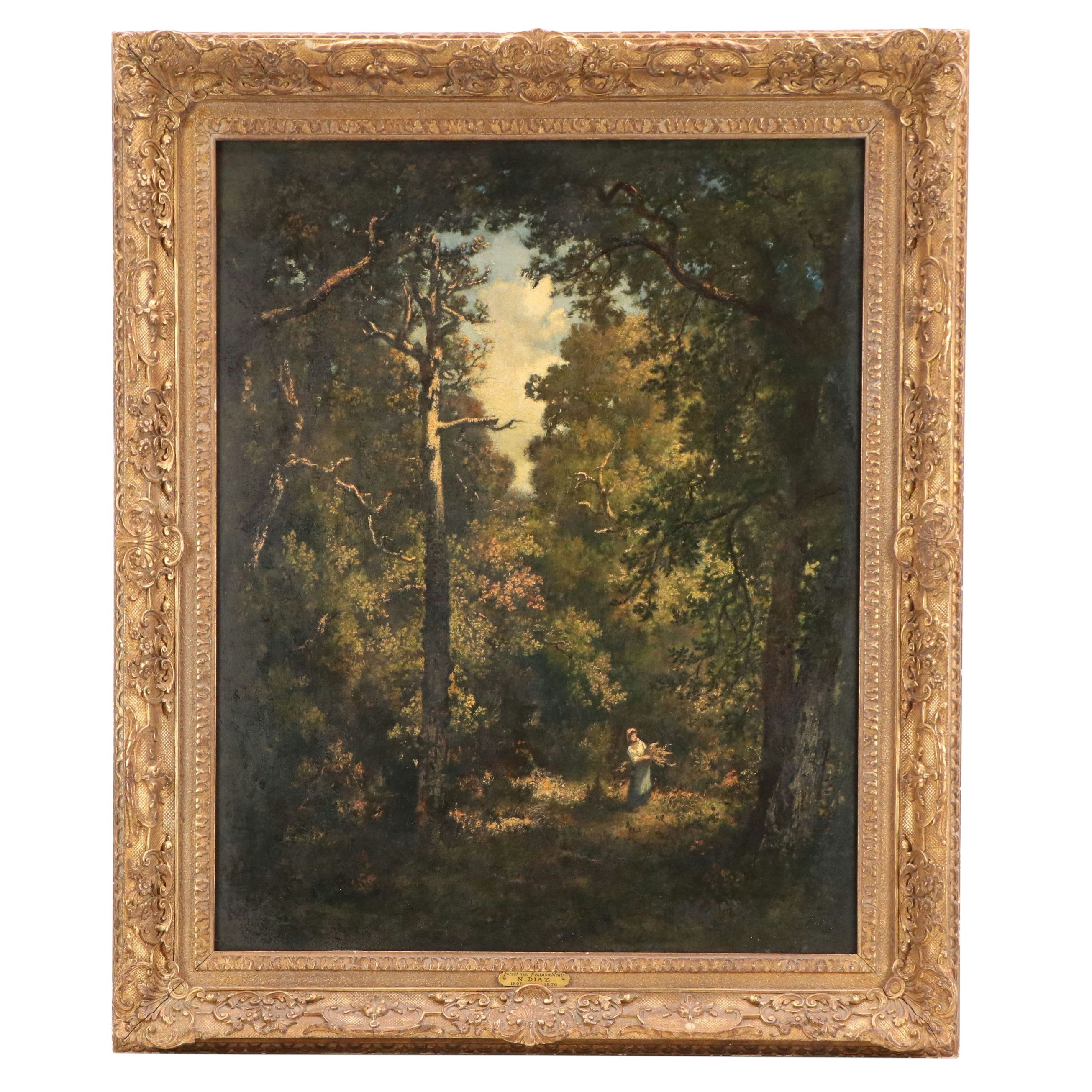 After Narcisse Díaz de la Peña Oil Painting "Dead Trees in the Forest..."