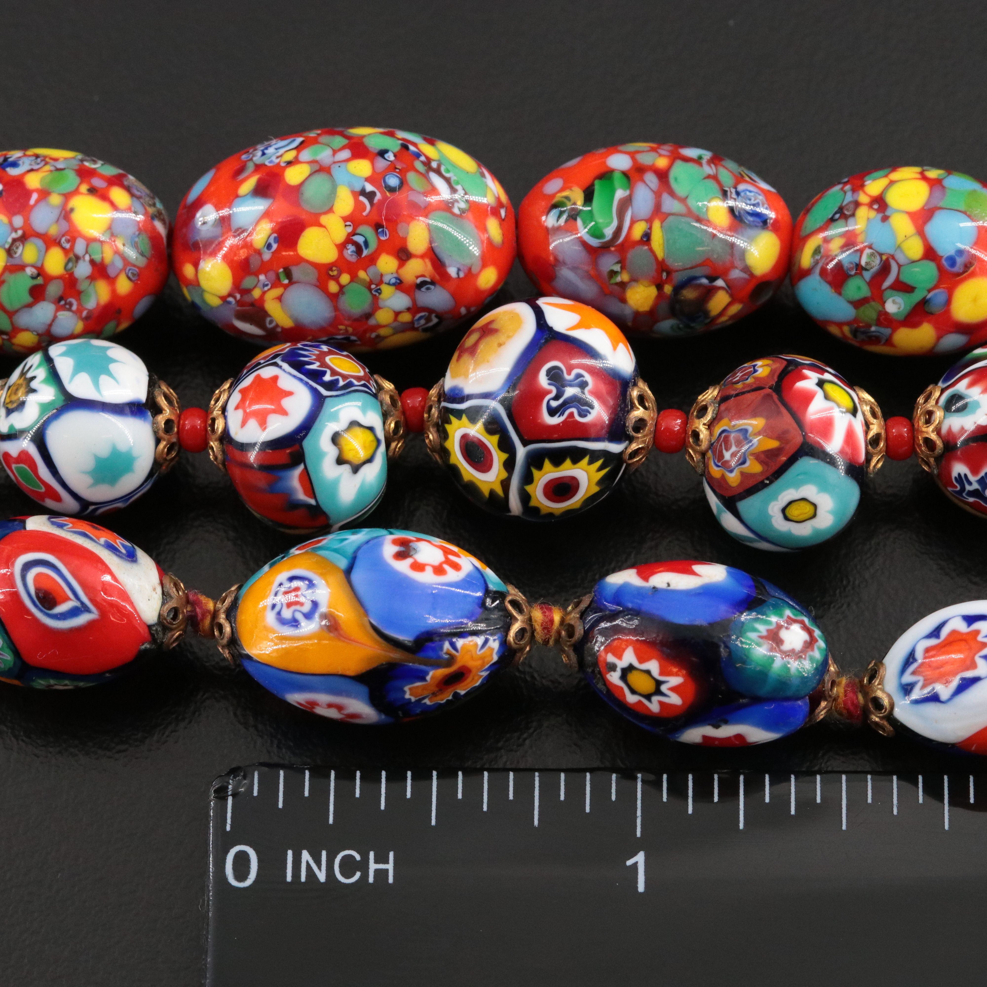 Murano Millefiori and Graduated Glass Bead Necklaces