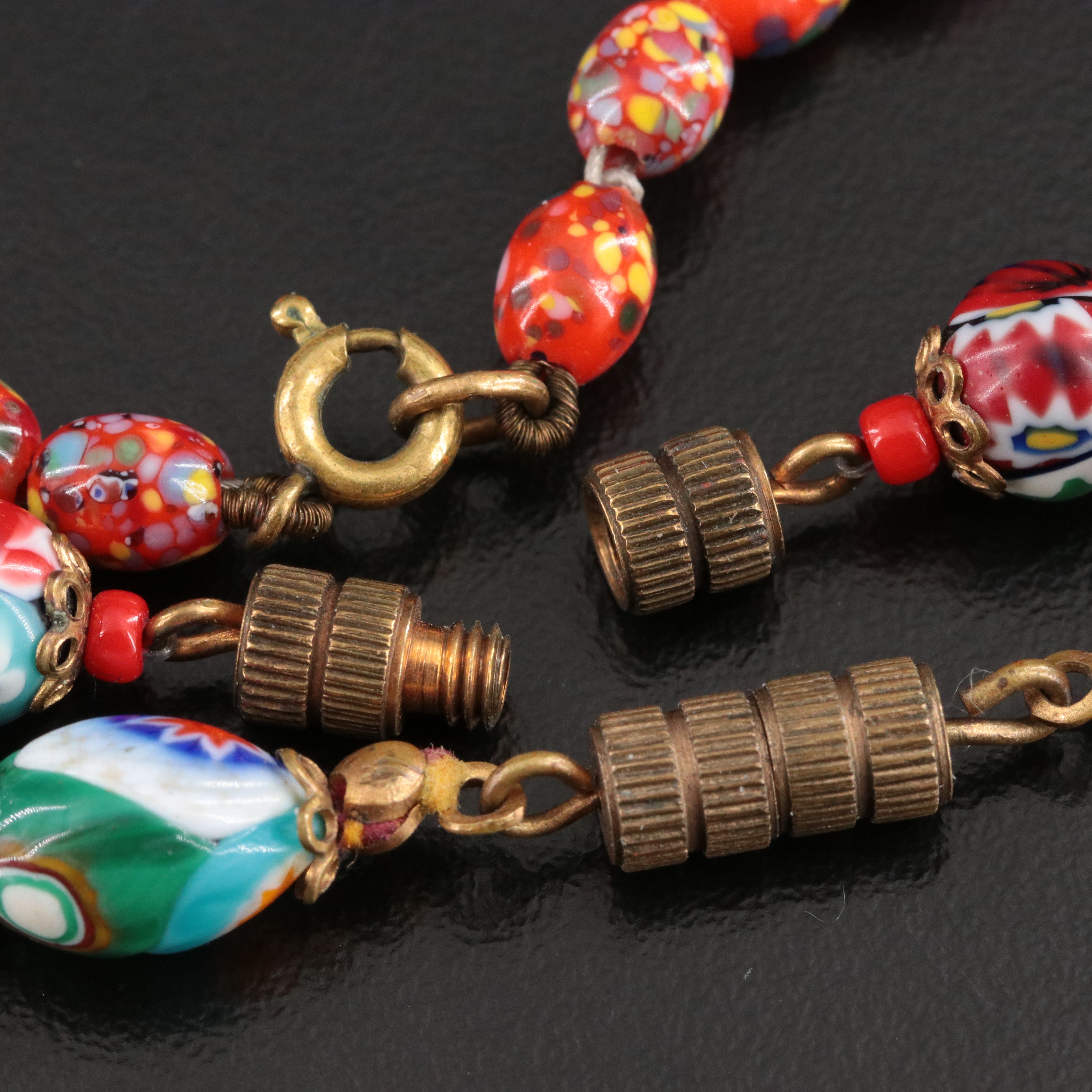 Murano Millefiori and Graduated Glass Bead Necklaces