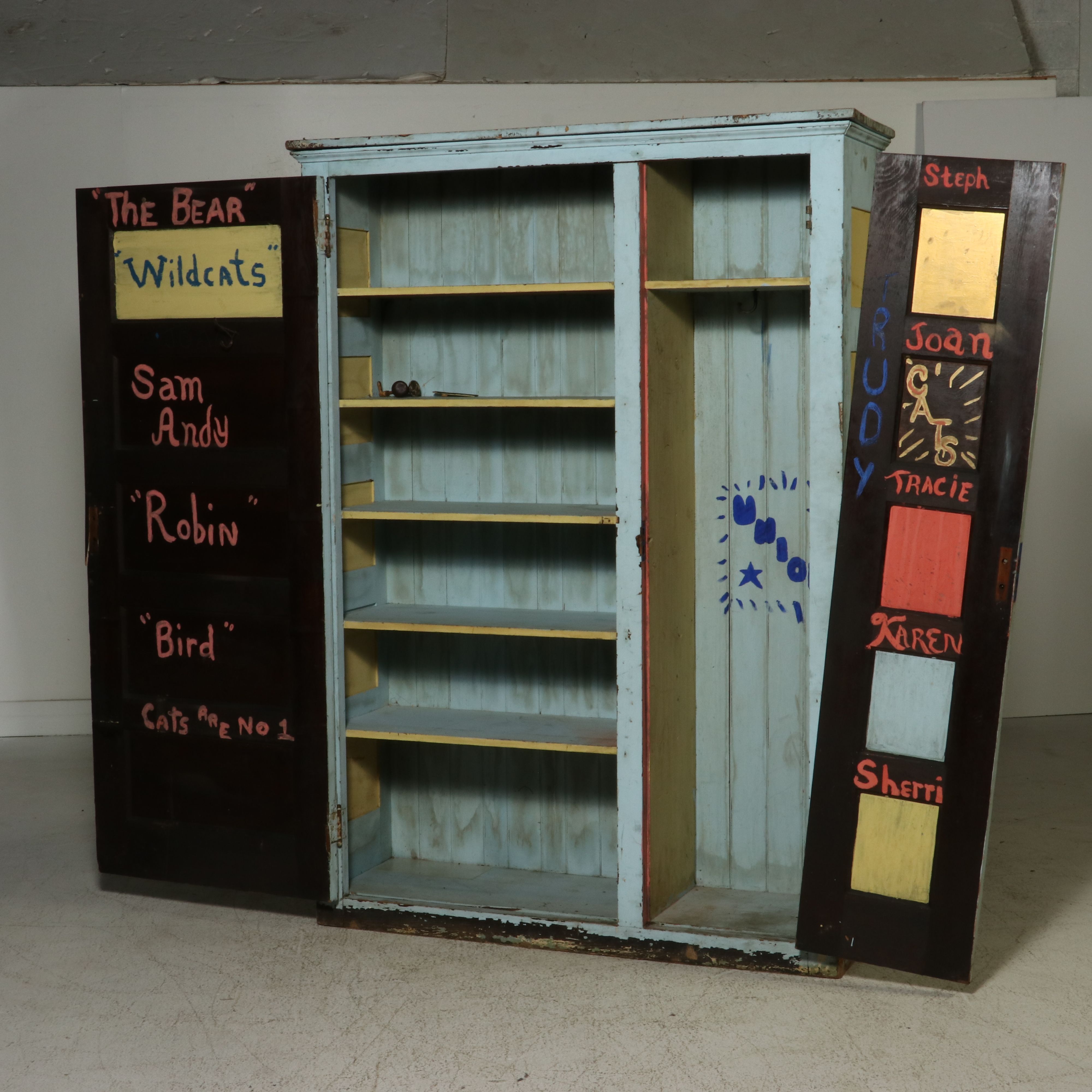 Painted Pine Cupboard, Late 19th to Early 20th Century
