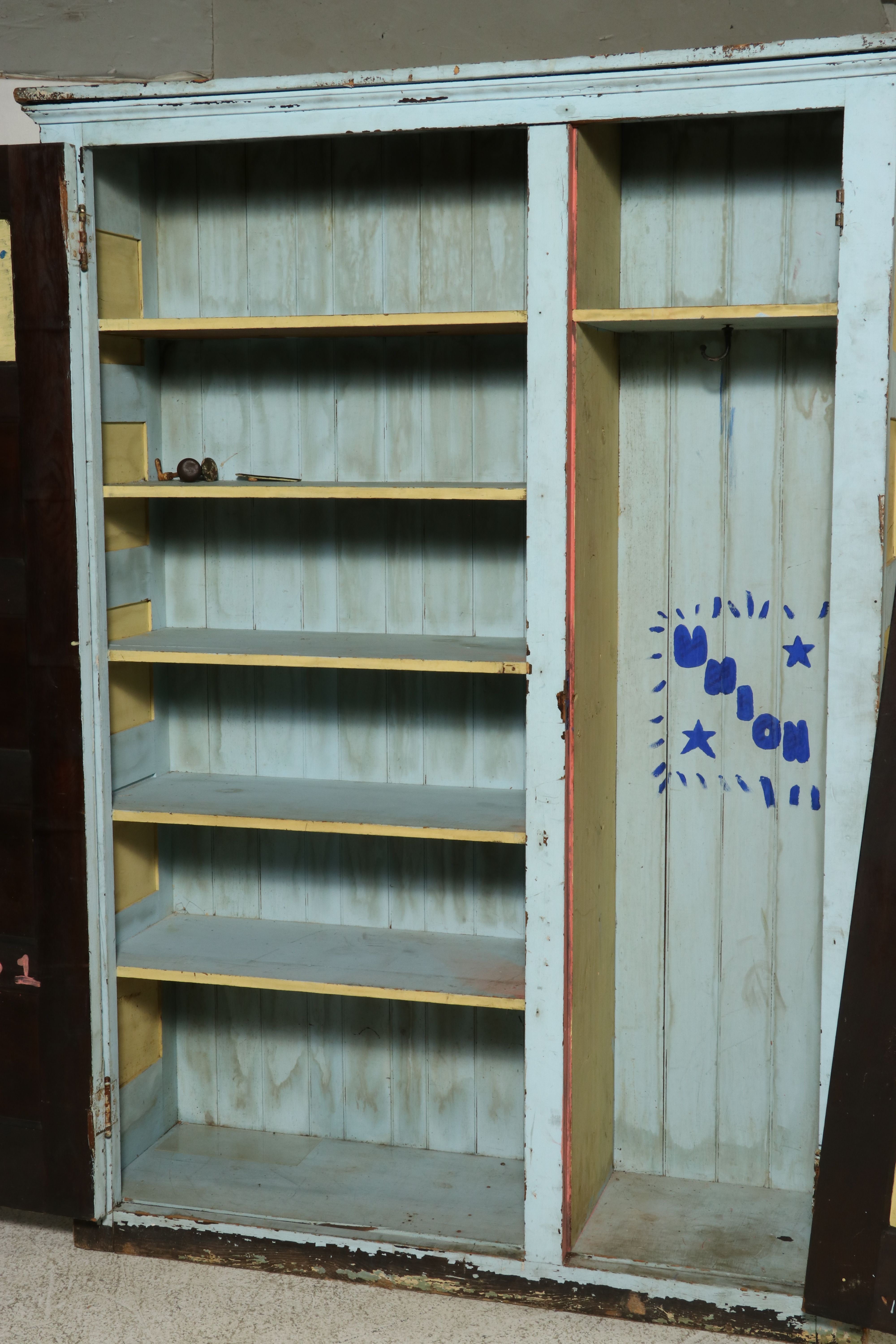 Painted Pine Cupboard, Late 19th to Early 20th Century