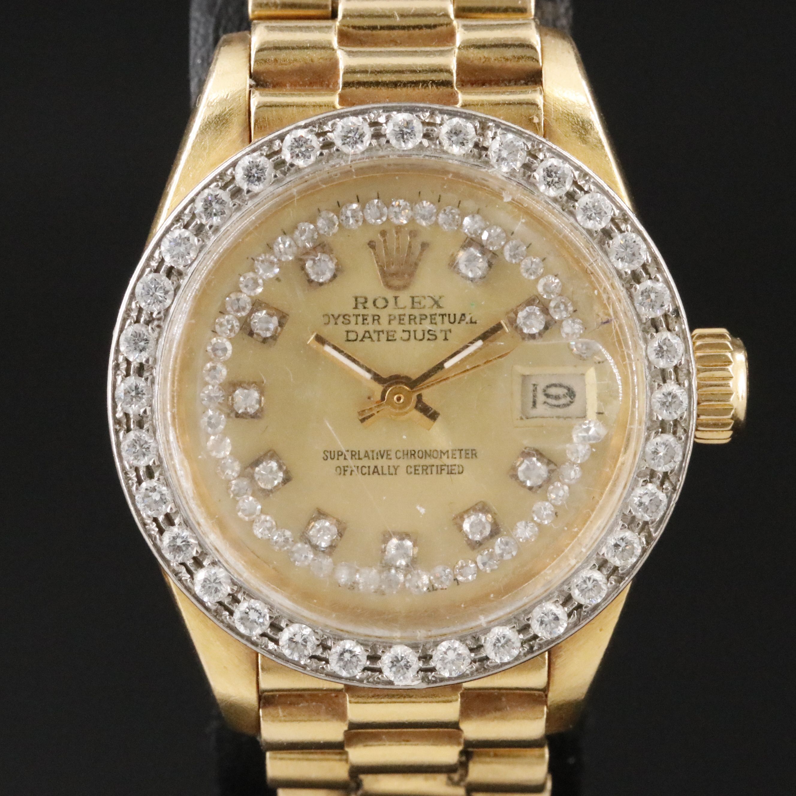 1979 Rolex Custom Diamond Dial & Bezel Datejust Watch